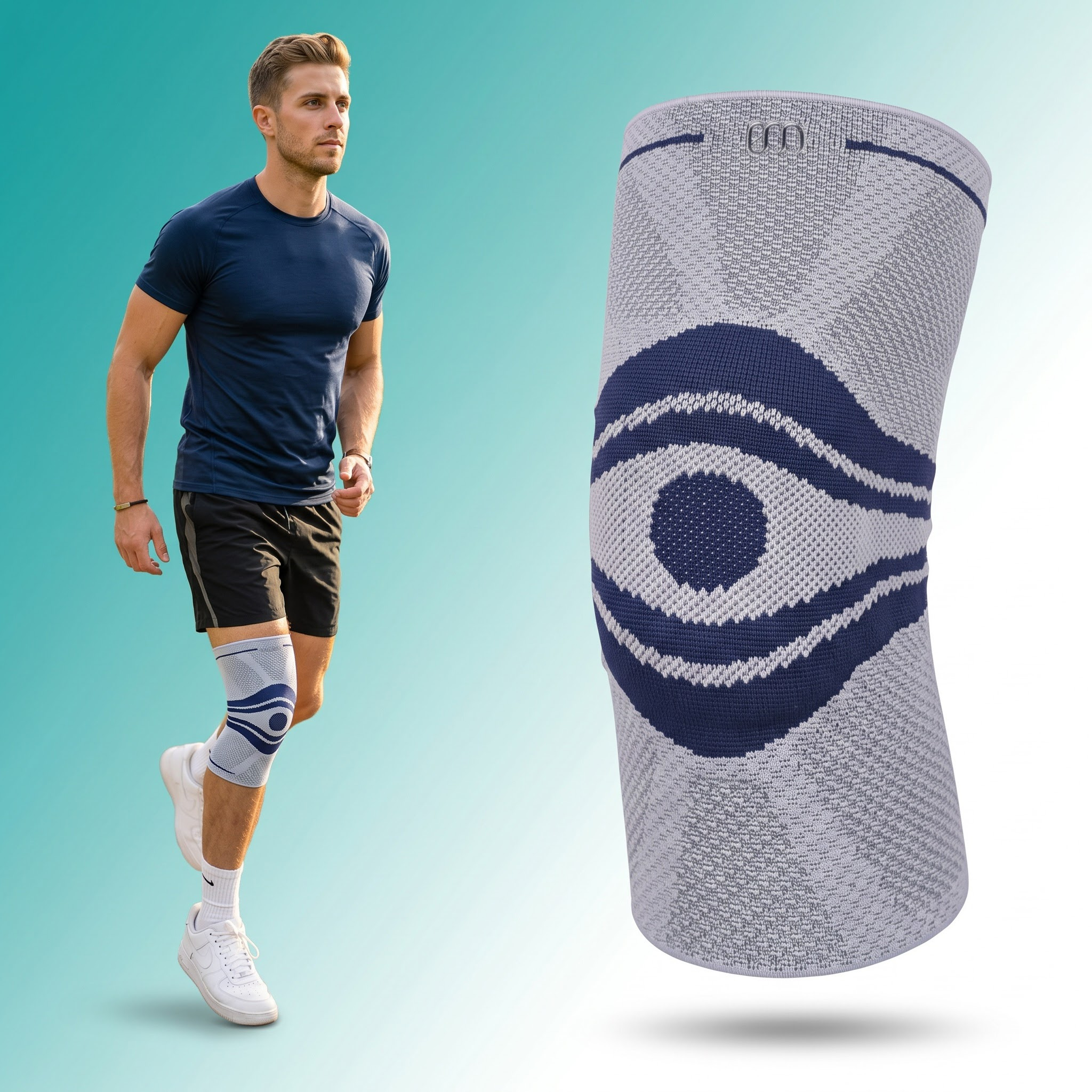 Image of Flexible Xl Knee Brace With A Silicone Ring Around The Patella, With A Ventilation Hole, Non-slip Finish, Length 32 Cm, For Leg, Above The Knee 46–55 Cm And 39–46 Cm