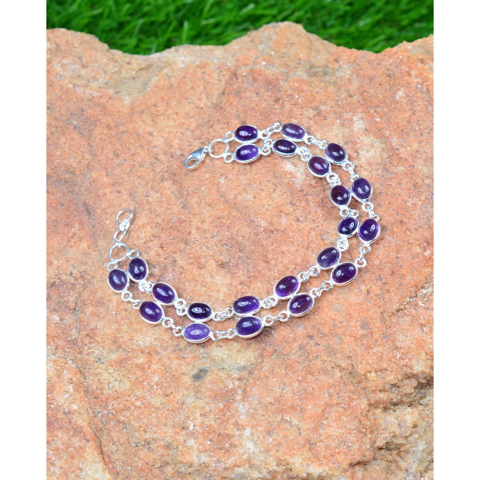 Women's Natural Baltic Amber 925 Sterling Silver Boho-Chic Link Bracelet