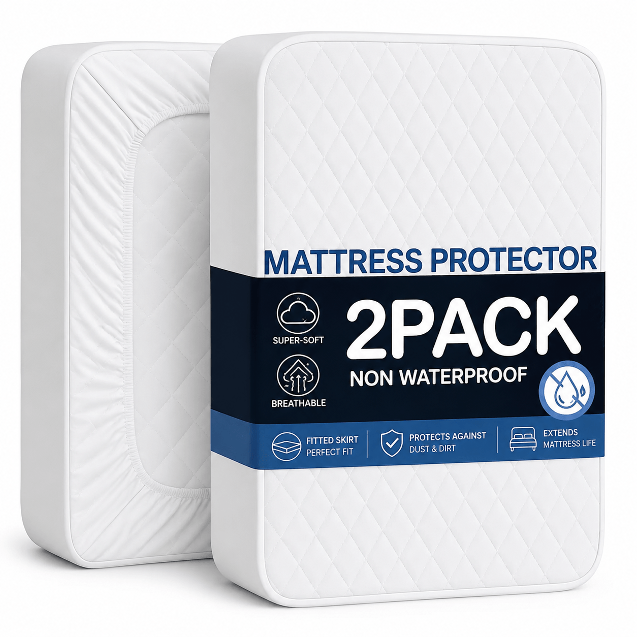 TEMU 2 Pack Mattress Protectors, Quilted Soft Mattress Covers With Deep Pocket Fitted Skirt, Breathable And Comfortable Bed Protector, Machine