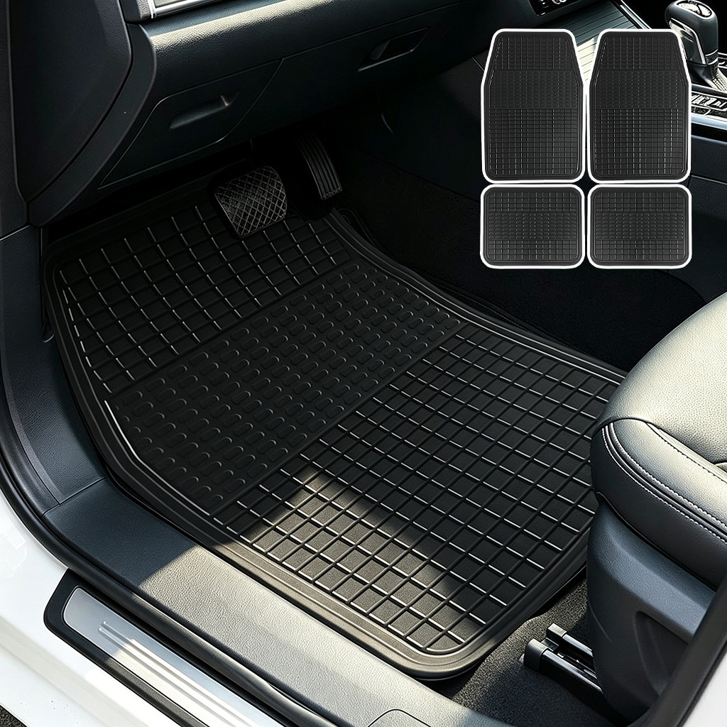 Image of Universal Cut Car Floor Mats Non-slip Texture+ Seals Comfortable No Accelerator Sticking Easy Rinse Fast Cleaning Wear-resistant Mats For Multiple Vehicles Easter Gift