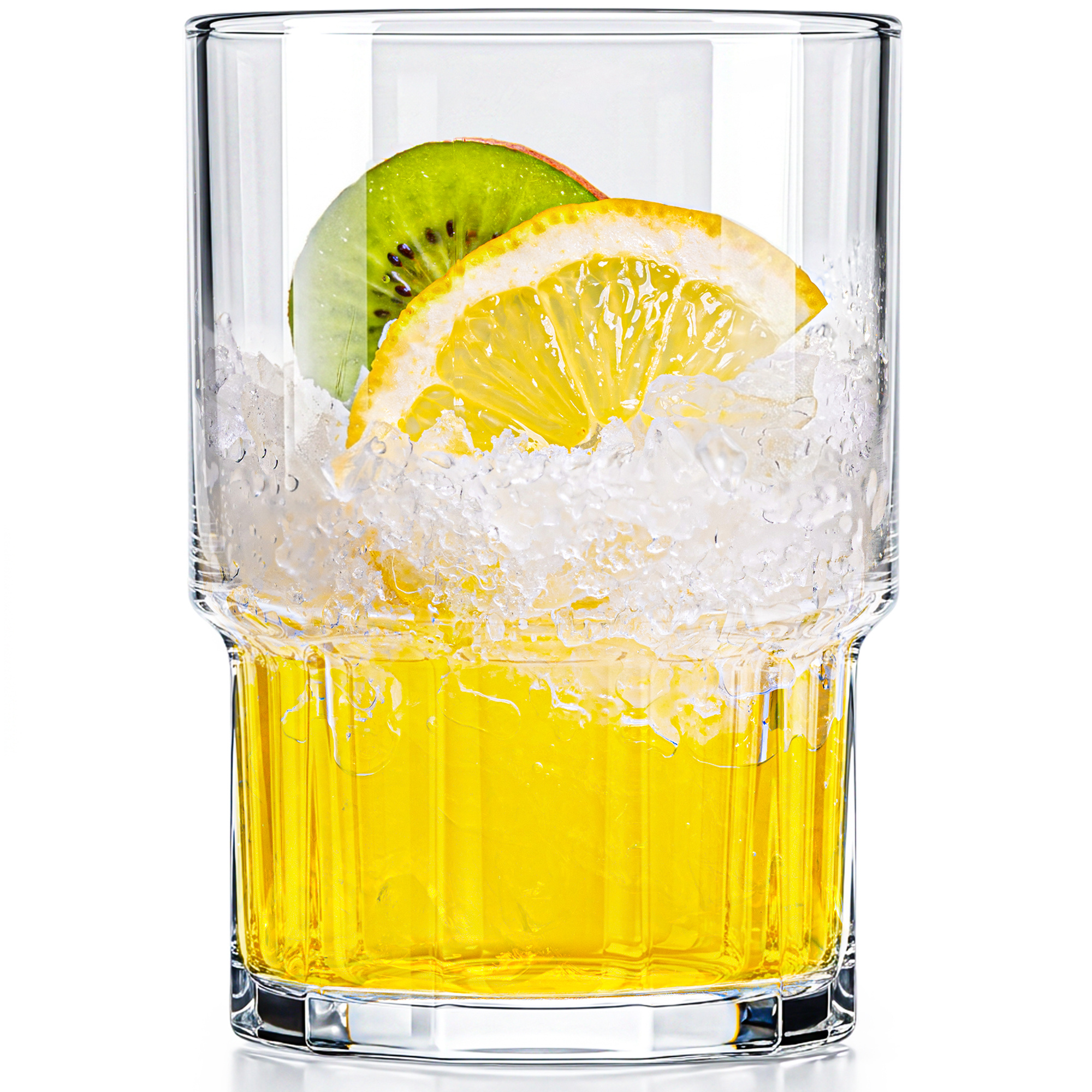 Drinking Glass Set, 500 Ml – Stylish Transparent Water Glasses, Stackable, Dishwasher Safe, Long Drink Glasses For Juices, Smoothies, Iced Coffee, And Cocktails