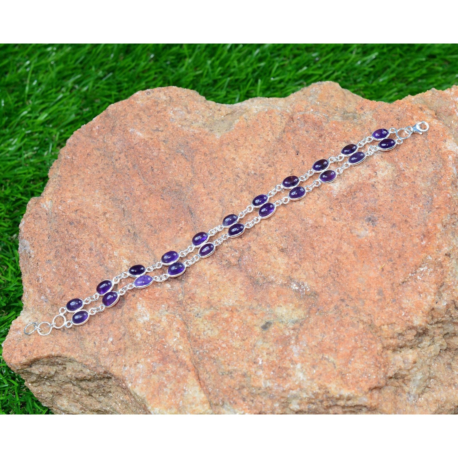 Women's Natural Baltic Amber 925 Sterling Silver Boho-Chic Link Bracelet