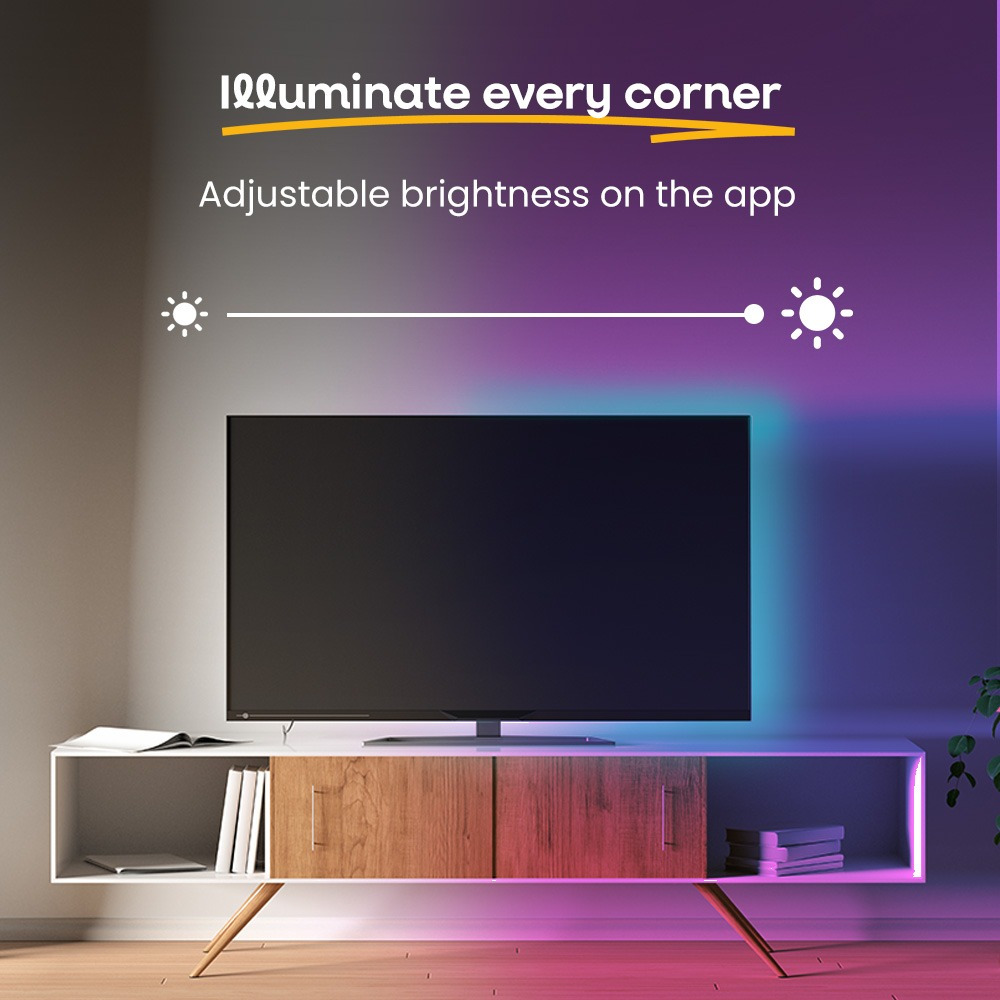 Pack of 2 Smart LED Strip Multi-Coloured Lights with App & Remote Control