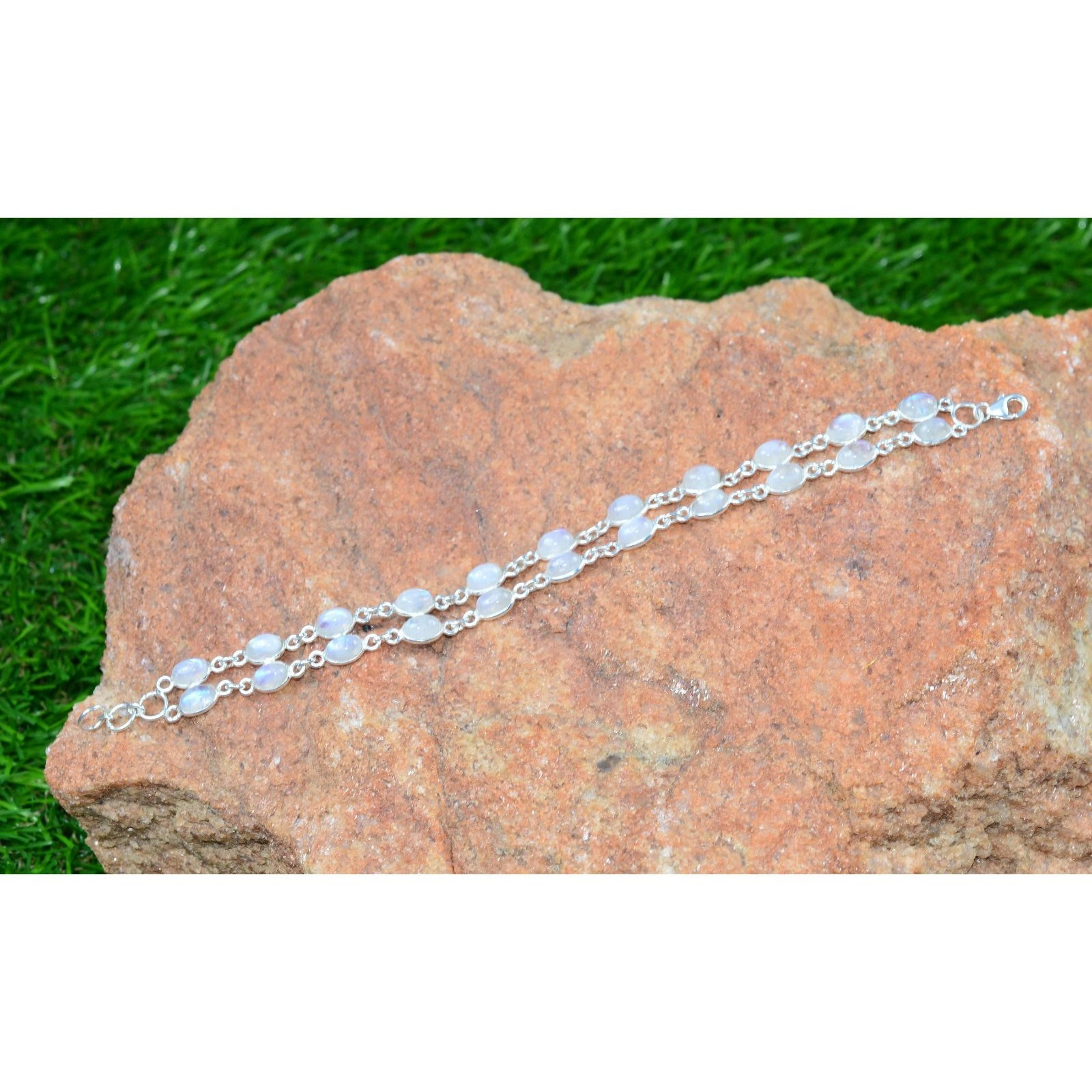 Women's Natural Baltic Amber 925 Sterling Silver Boho-Chic Link Bracelet