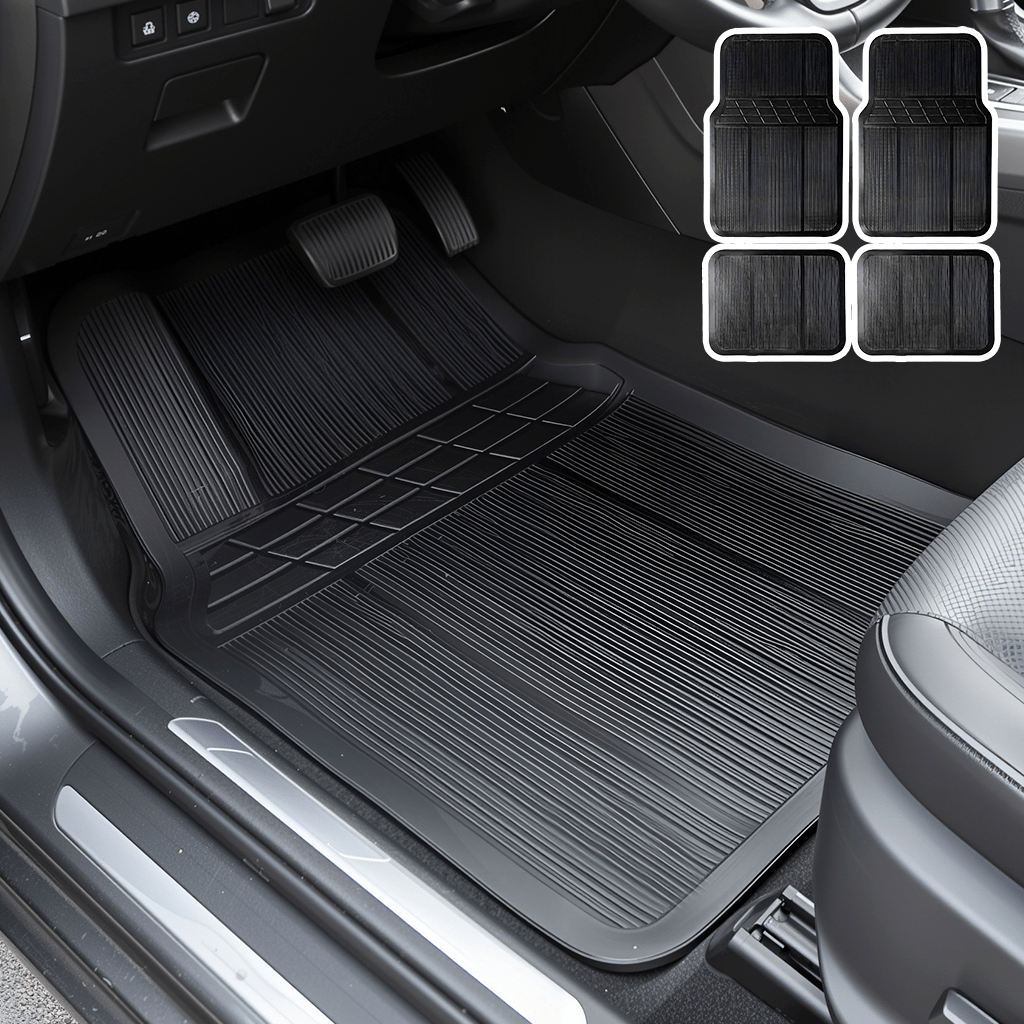 Image of Car Mats For Cars And Suv Suit-durable, Pvc With Non-slip Grip, Front And Rear Seats Rubber Pad, Car Mats