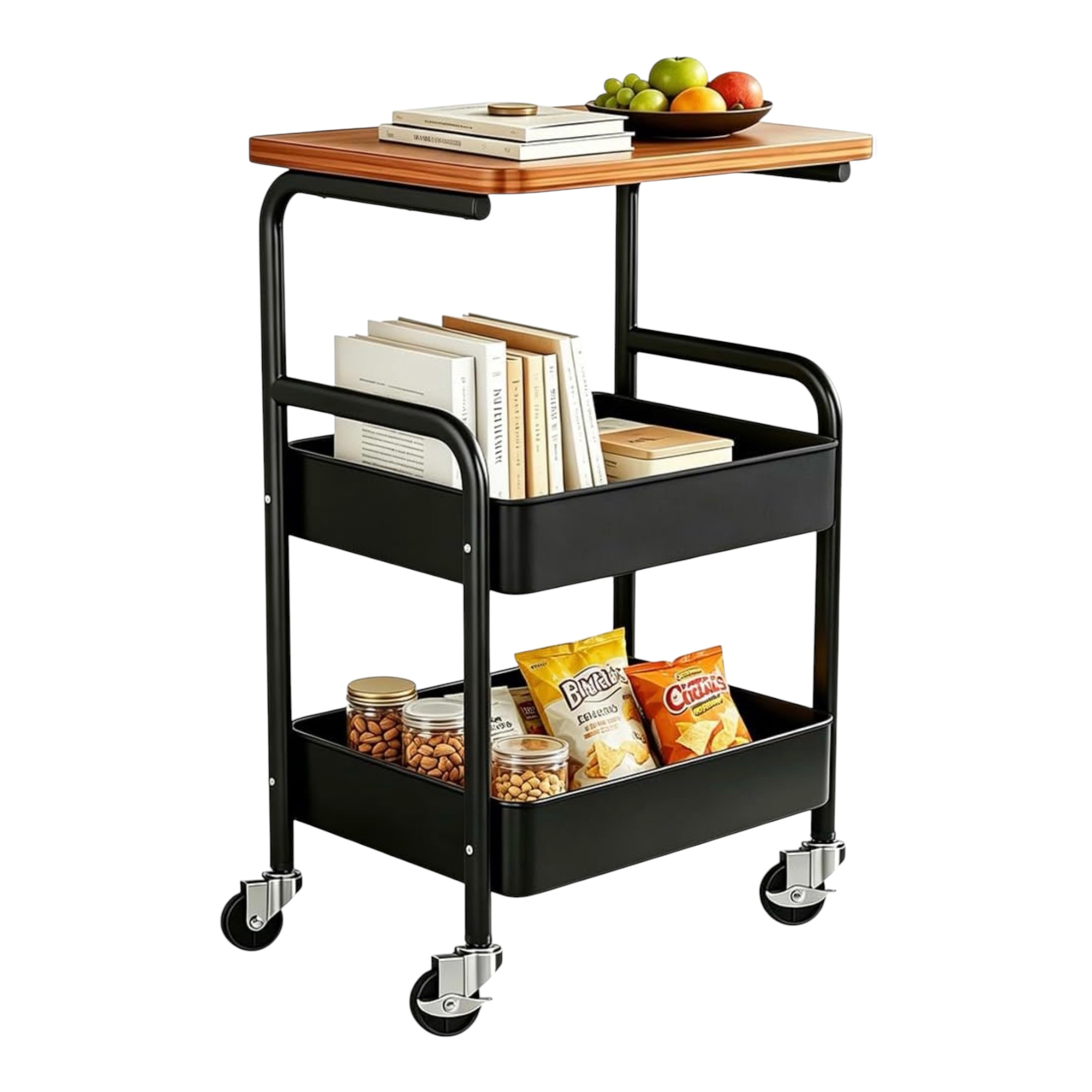 TEMU Carro con ruedas de 3 niveles, carrito de cocina con ruedas giratorias silenciosas, estantería de que ahorra , 77x 42 x 29 cm, carrito de