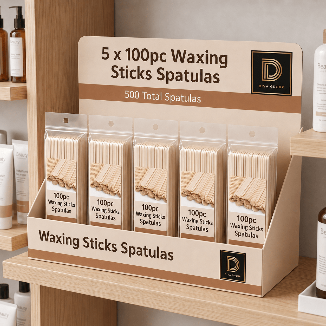 TEMU 5x 100pcs Waxing Sticks Spatulas Wooden Wax Applicator Sticks Hair Removal Waxing Tools For Face Body Salon And Home Use