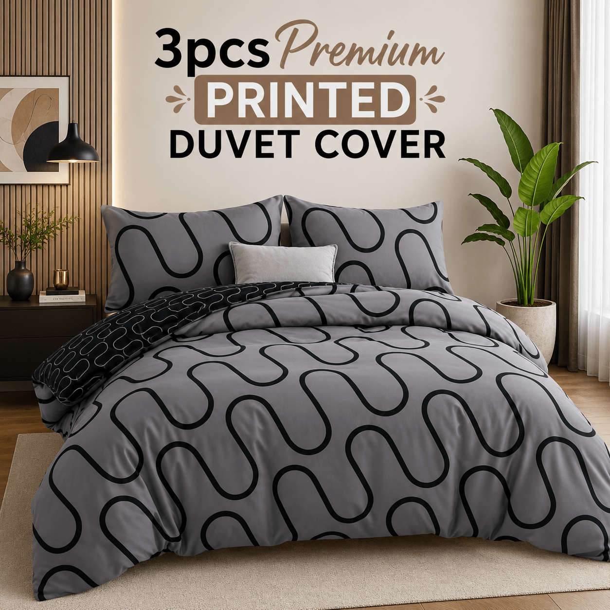 TEMU 3pcs Modern Printed Duvet Cover Set, Ultra Soft Microfiber Bedding Set, Comfortable, Lightweight, Machine Washable, Hotel Quality Comforter