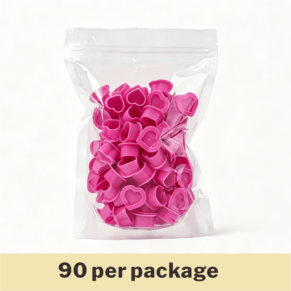 Image of 90/290pcs Set Of Silicone Heart-shaped Tattoo Ink Cups, In A Of Colors, With Suction Cup Bases—tattoo Supplies Suitable For Beginners And Professional
