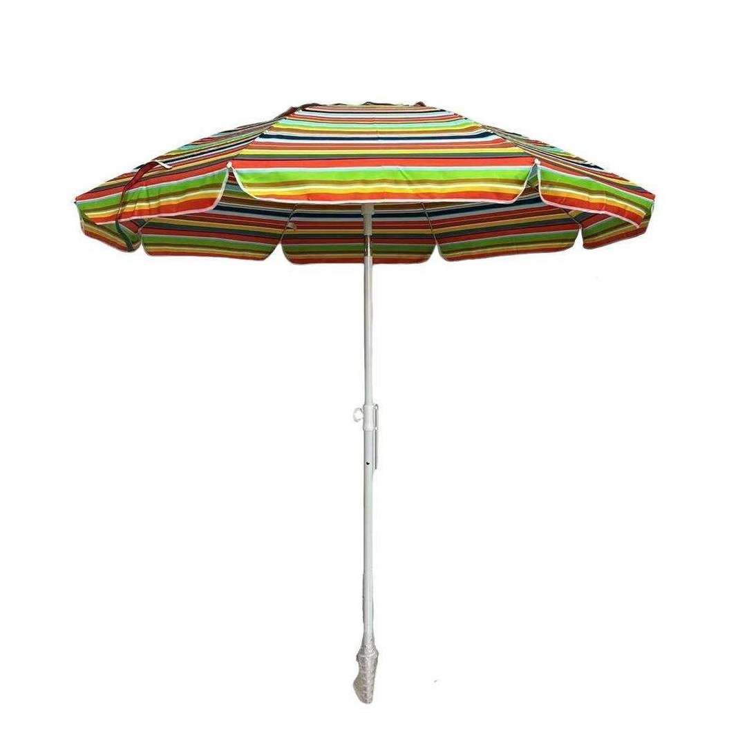 TEMU Sombrilla de Playa Plegable de Poliéster Impermeable de Capa con Anclaje de Tornillo de Plástico para Exteriores