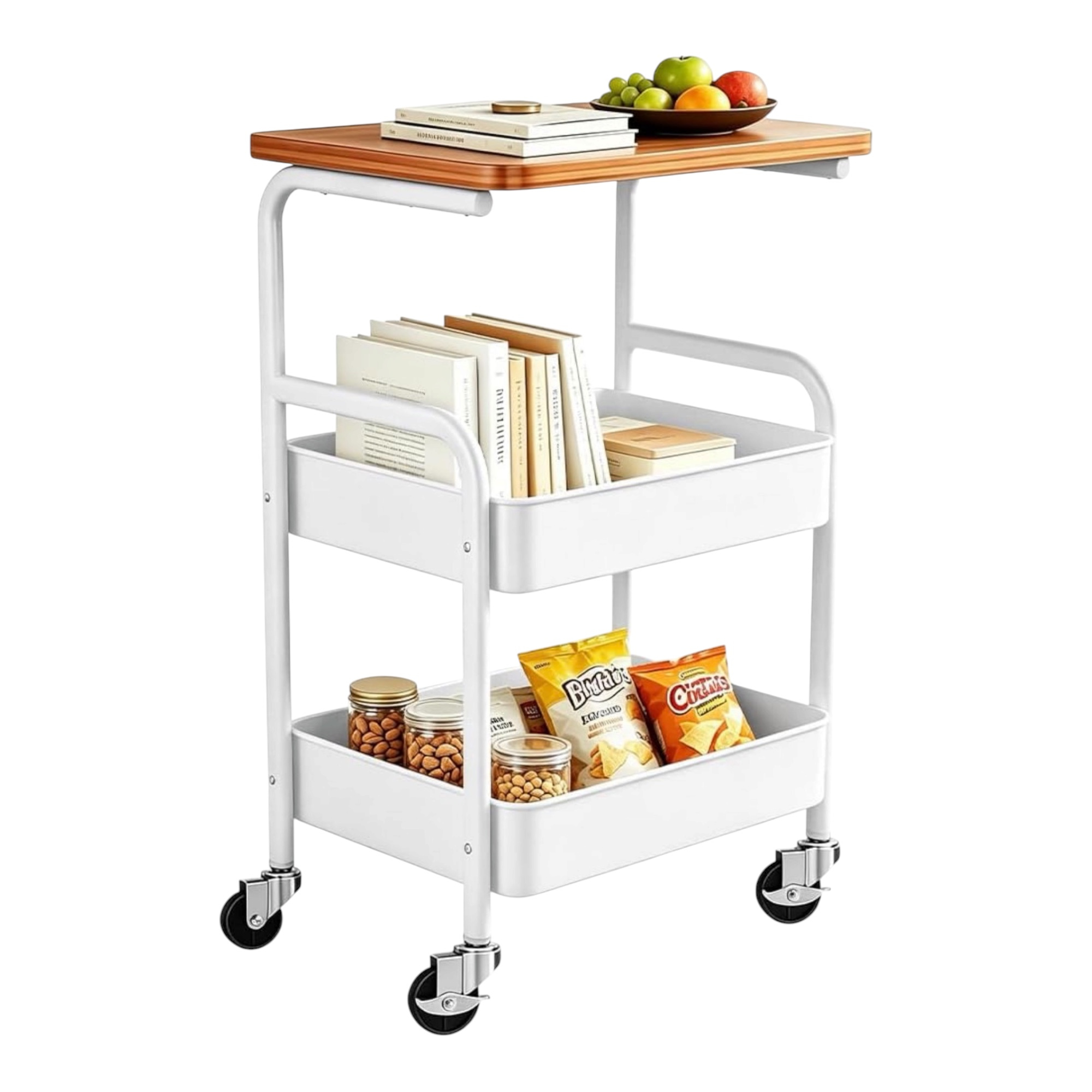 TEMU Carro con ruedas de 3 niveles, carrito de cocina con ruedas giratorias silenciosas, estantería de que ahorra , 77x 42 x 29 cm, carrito de