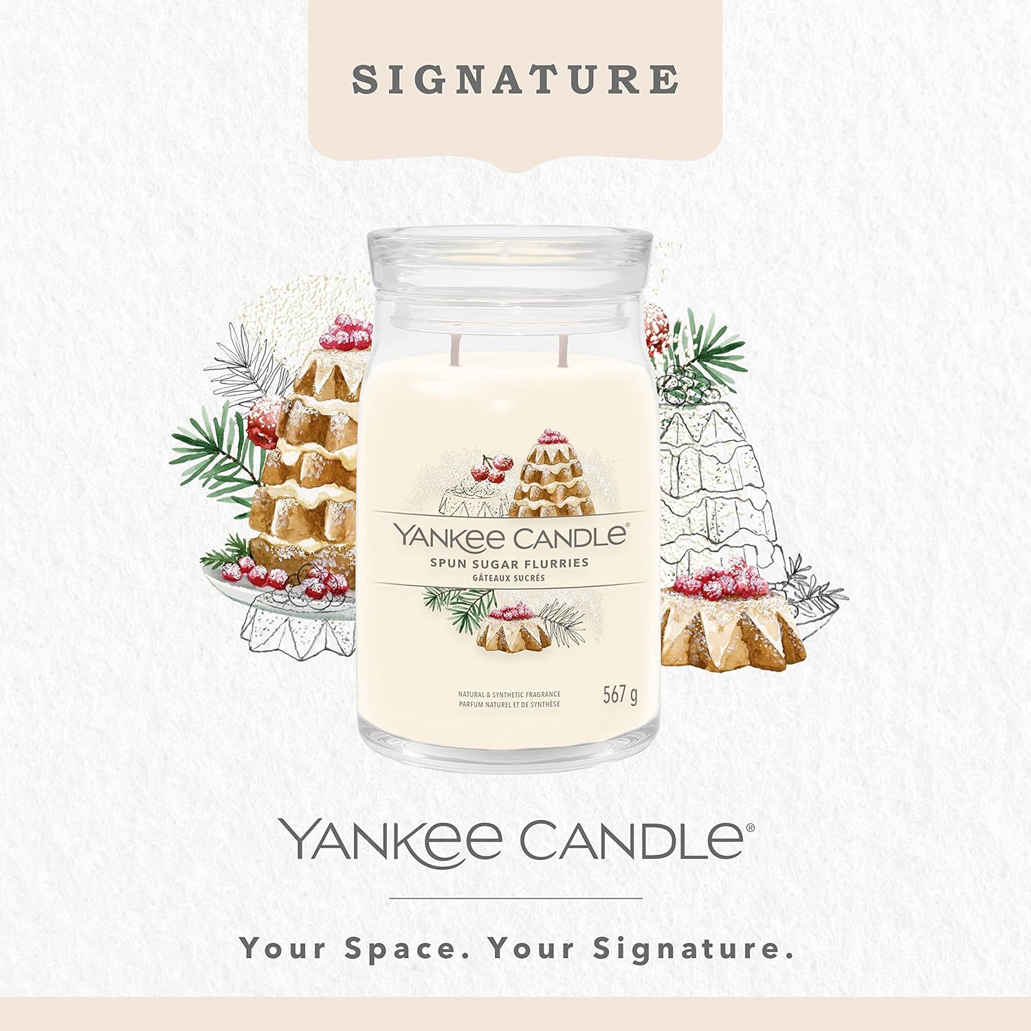 Yankee Candle Large Spun Sugar Flurries Candle, 567g