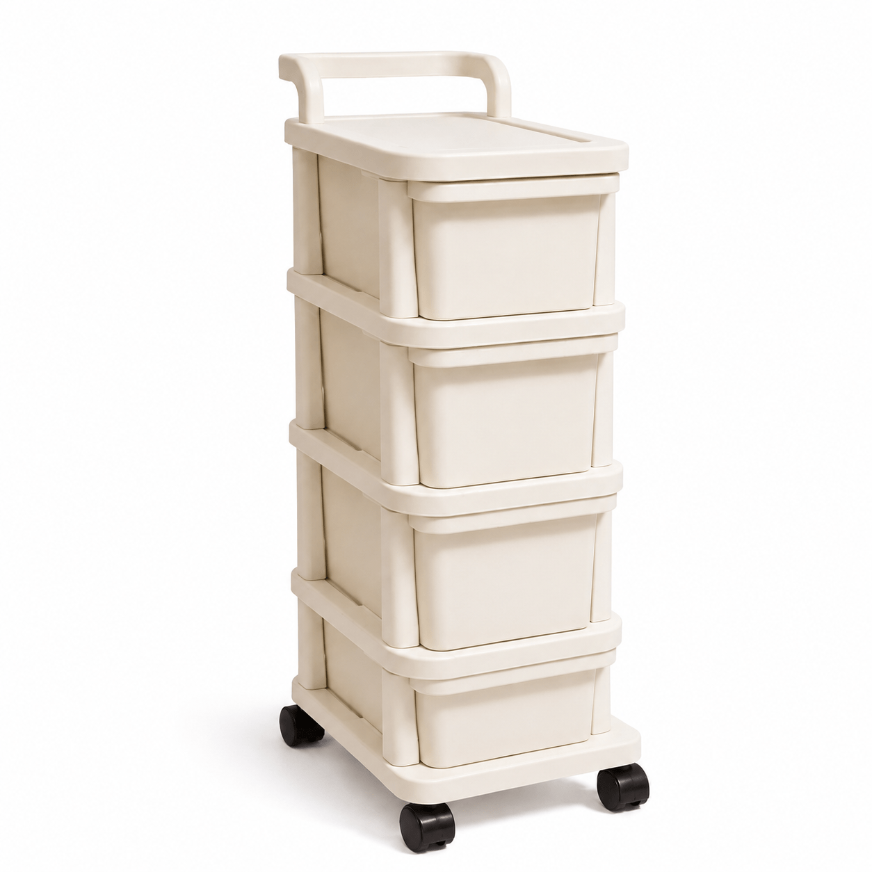 TEMU 4 Tier Plastic Storage Drawer Trolley With Wheels, Mobile Storage Cabinet For Home, Office, Kitchen & Bathroom