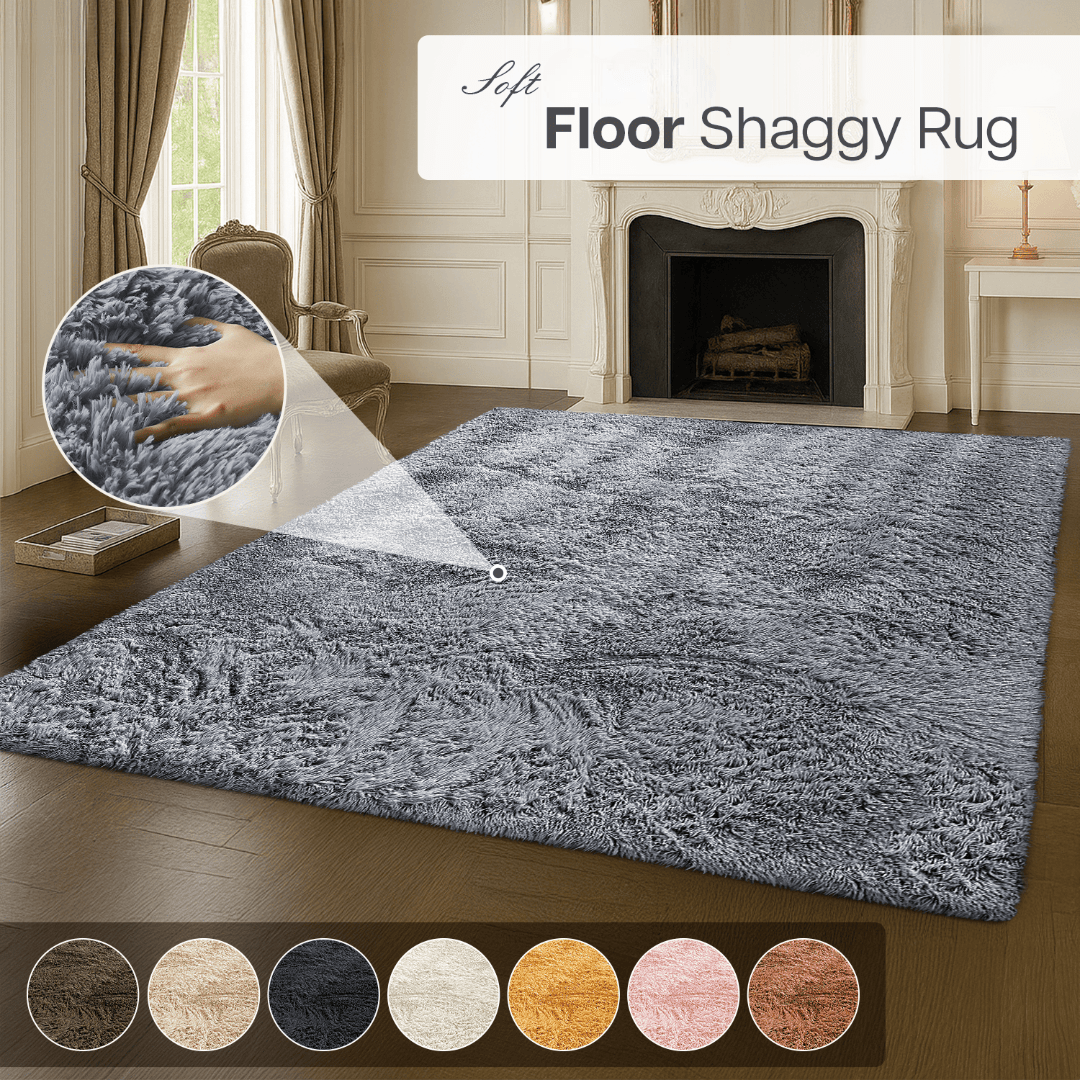 TEMU 1pc Super Soft Shaggy Rug - Ultra Luxury Non-slip Polyester Area Mat, Pet Friendly Floor Mat, Area Rug For Living Room & Bedroom, Machine