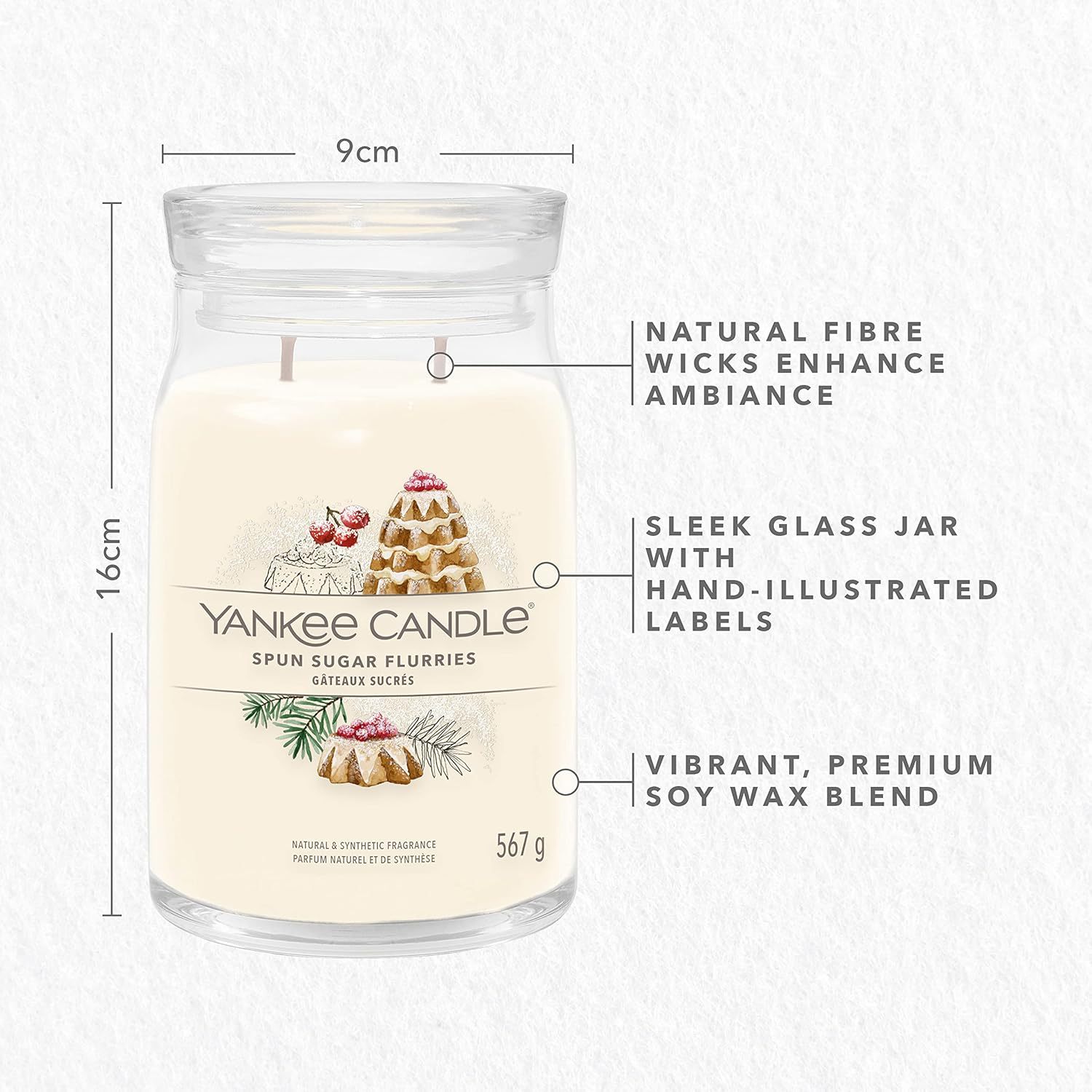 Yankee Candle Large Spun Sugar Flurries Candle, 567g