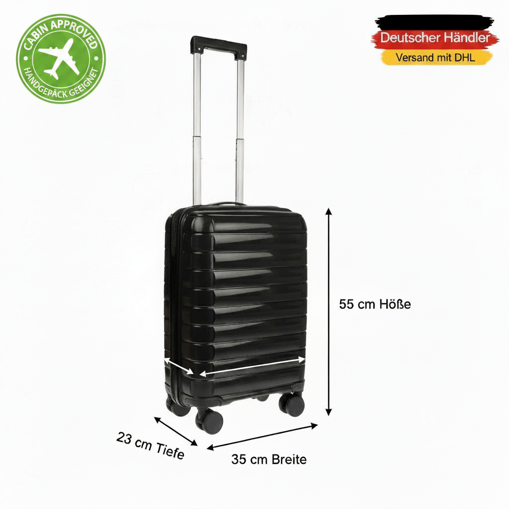 Image of Christian Wippermann Travel Suitcase Carry-on Luggage Cabin Luggage Size M 4-wheel Large 35x55x23 Cm With Security Lock 44 , 2.3 Kg Lightweight For Black