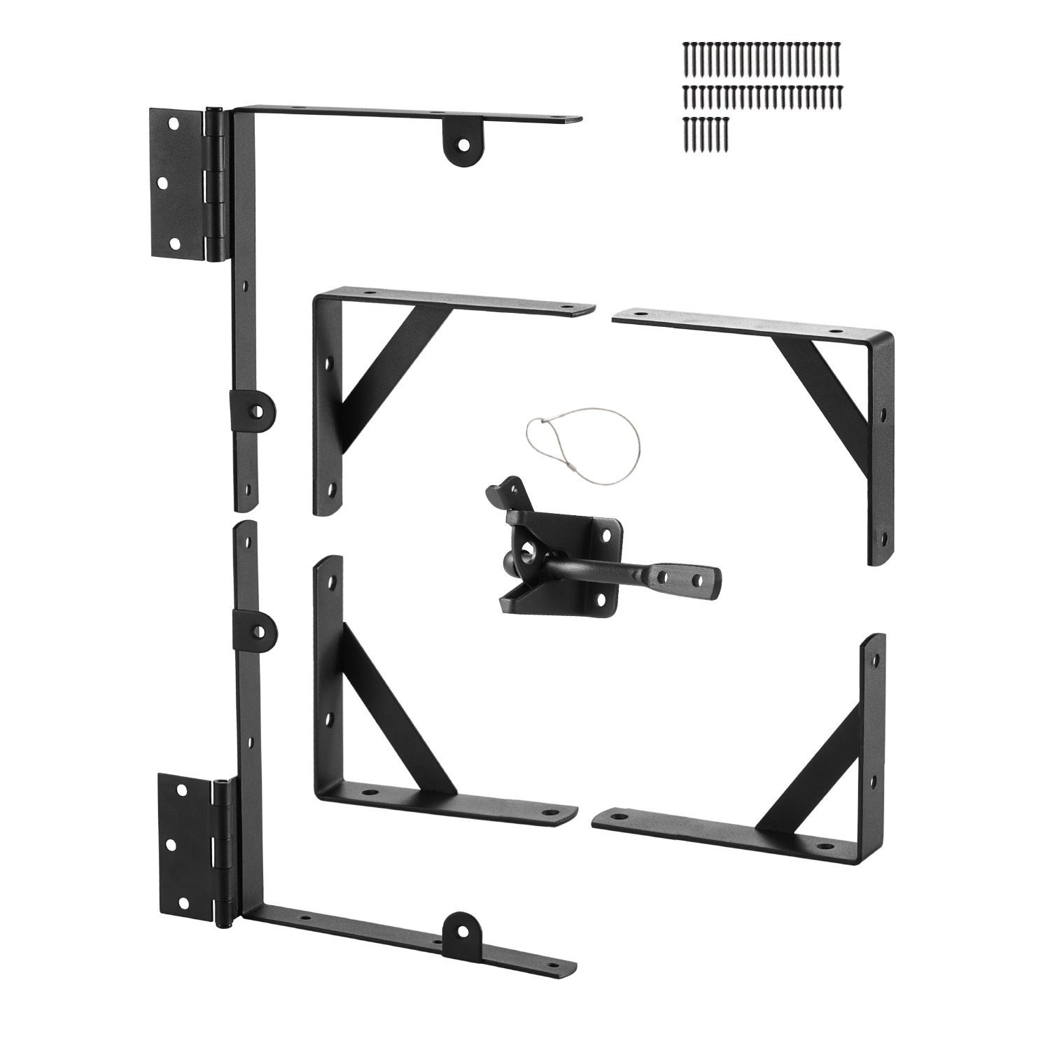 Vevor Gate Corner Brace Bracket, Anti Sag Gate Frame Hardware Kit, Gate Bracket With Latch Lock Rope, Latch Lock, For Shed Doors, Corral Gates, Driveway Gates, Wood Windows, Iron, Black