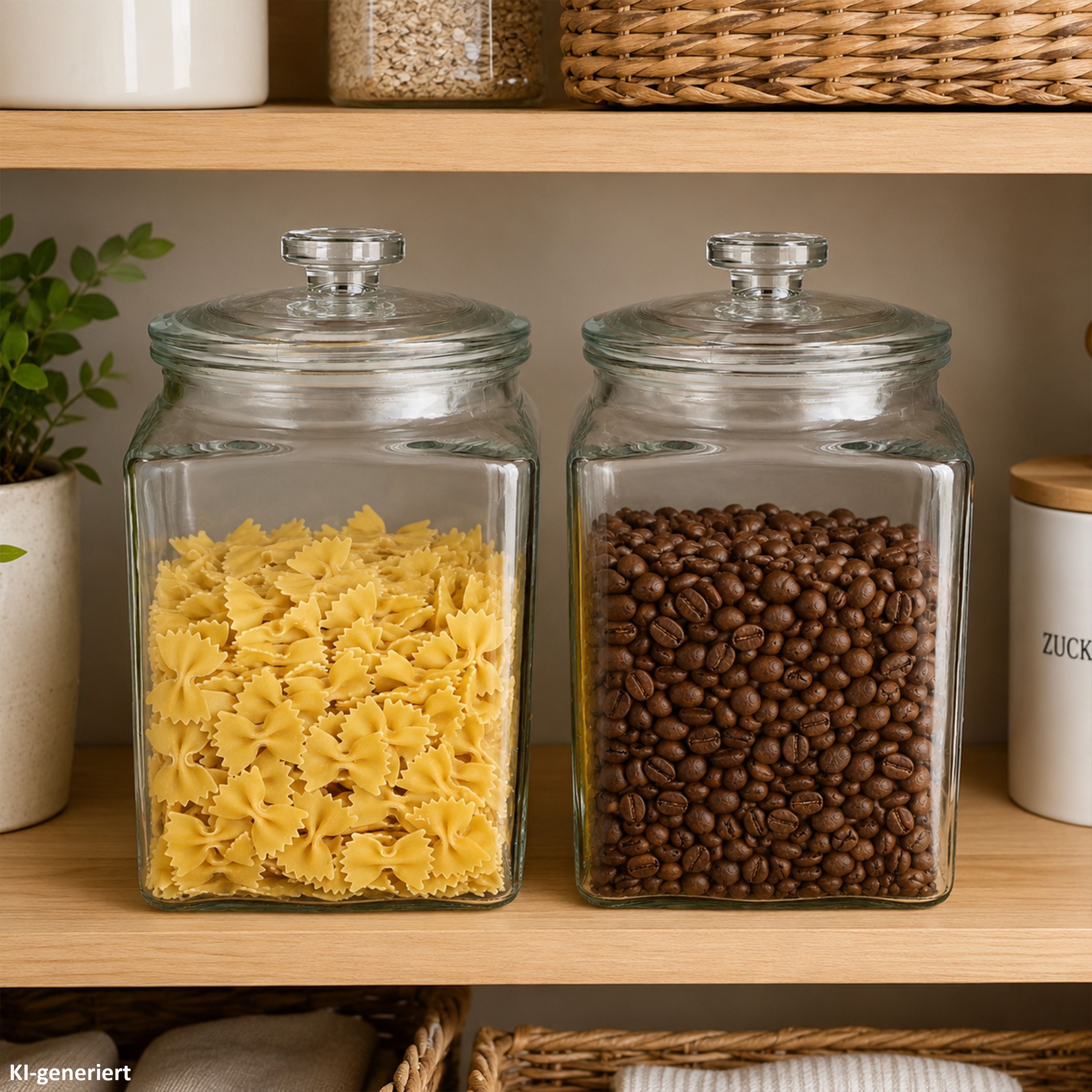 Image of Set Of 2 Robin 3l Square Glass Storage Jars With Lids – 23467580