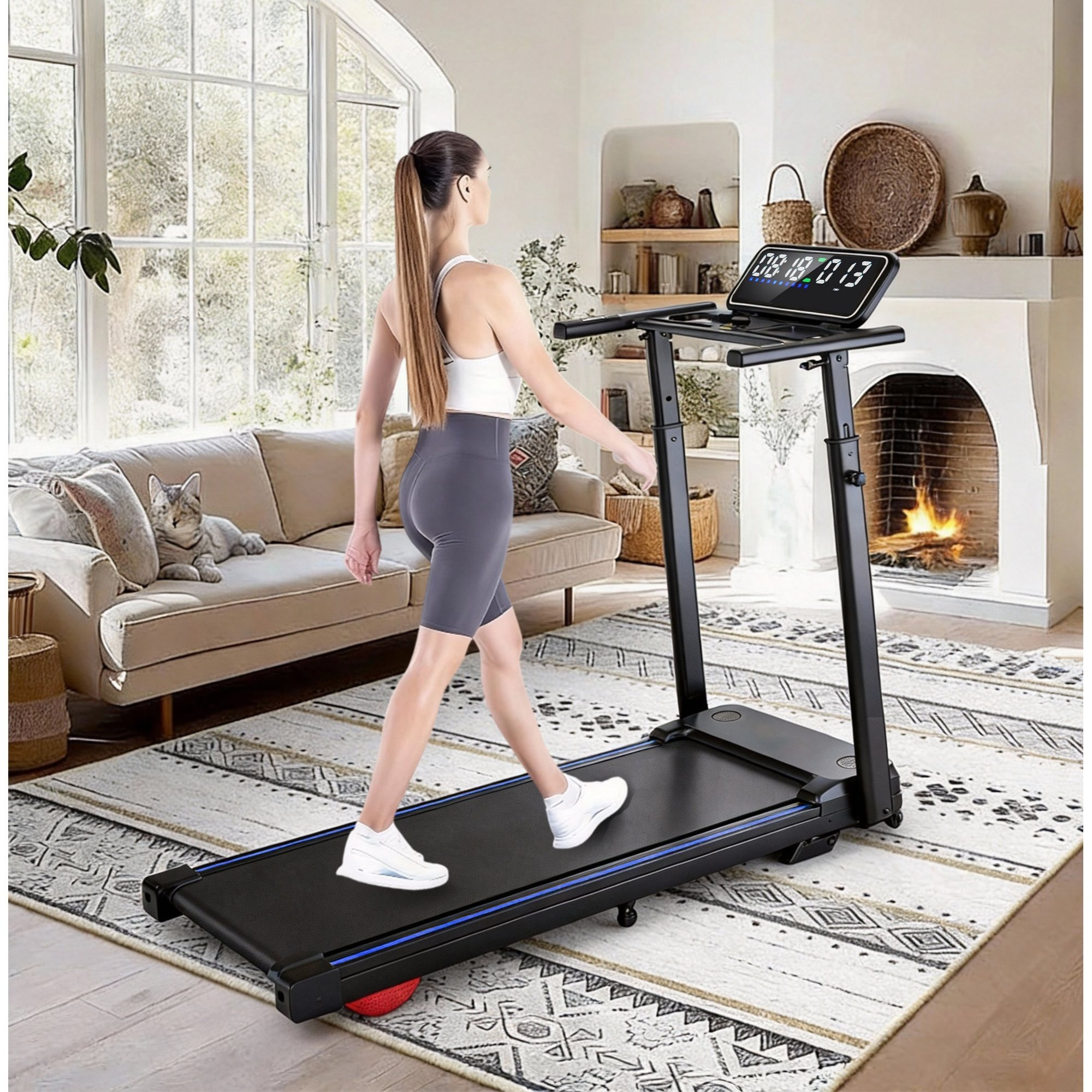 Portable Treadmill with Handle, 6.5% Manual Incline
