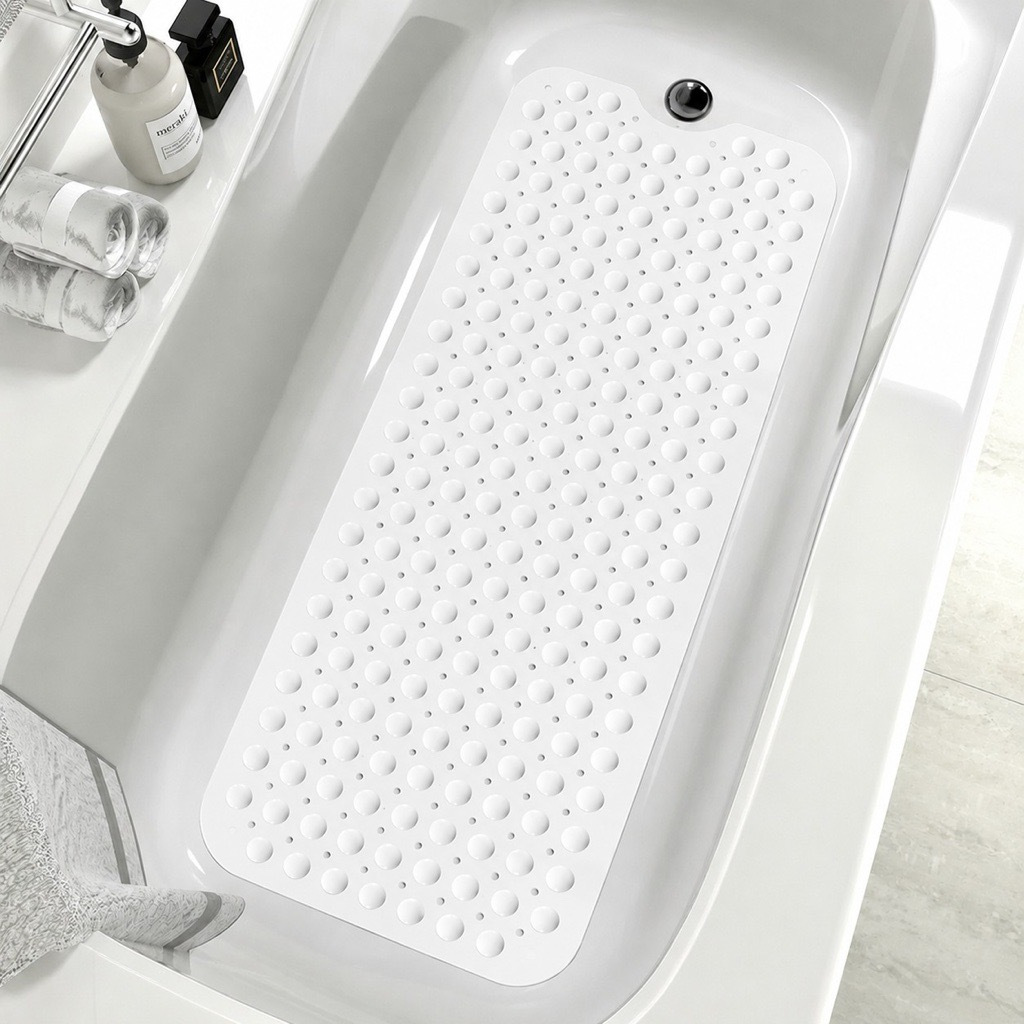 Solid Color Non-Slip Bath Mat with Drainage Holes