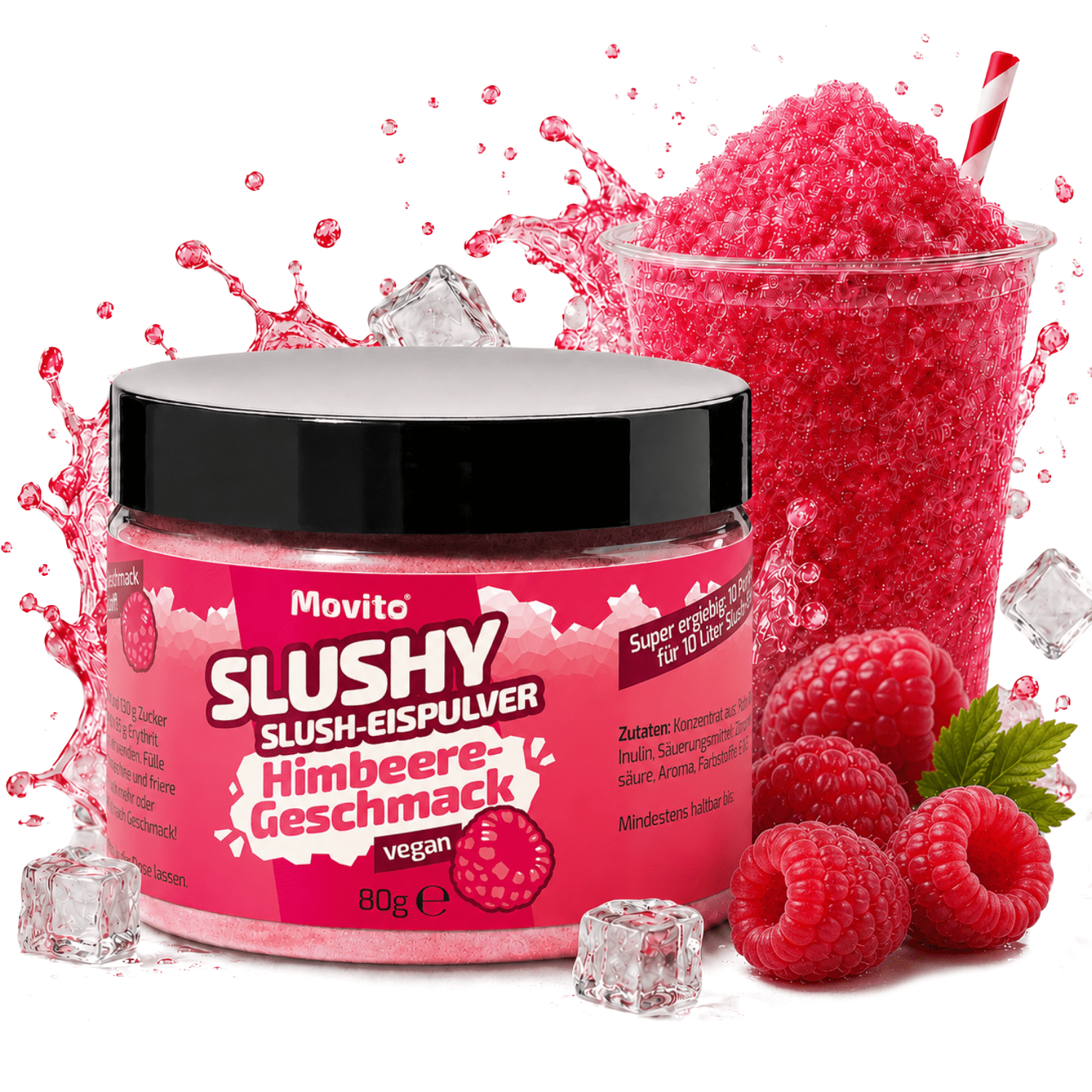 Image of Slush Ice Syrup Raspberry For 10 Liters Slush | Powder Concentrate For Slush Machine & Slushy Maker | Azo Free | Without Sugar & Sweetener