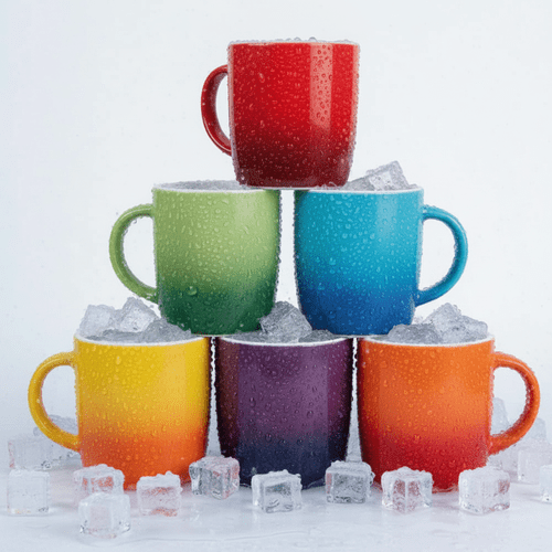 TEMU 6pcs Stoneware Mugs 350ml Ceramic Tea Cups Set Reactive Glaze Dishwasher Microwave Safe
