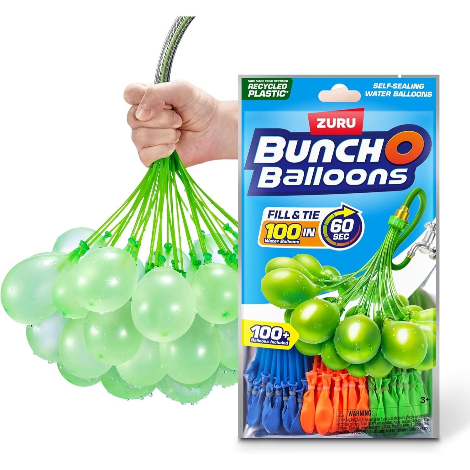 TEMU Zuru Balloons (colour May , 3 Bunches, 100 Self-tying, Rapid-fill Water Balloons), 1 Pack