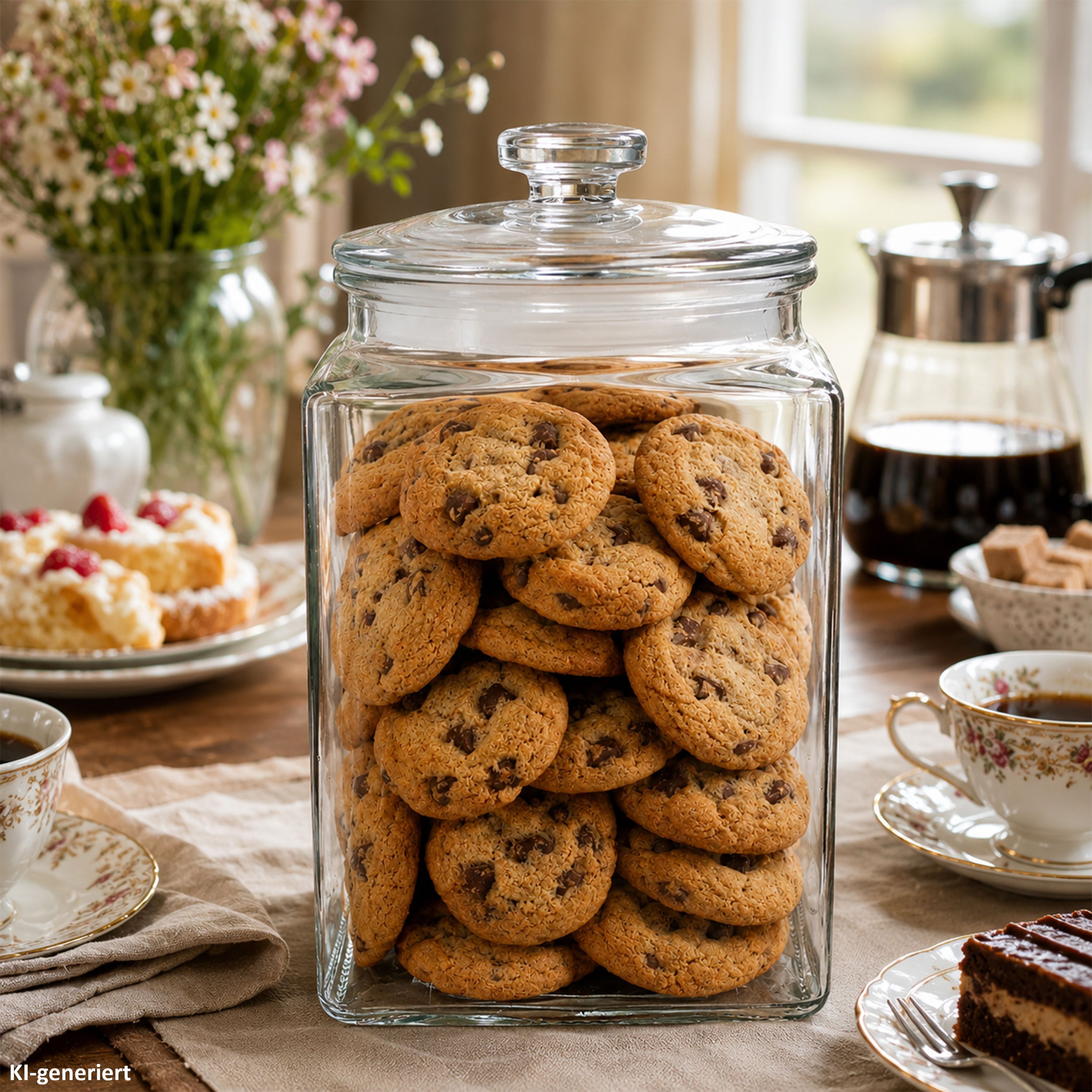 Image of Robin 3l Square Glass Storage Jar Candy Jar Cookie Jar