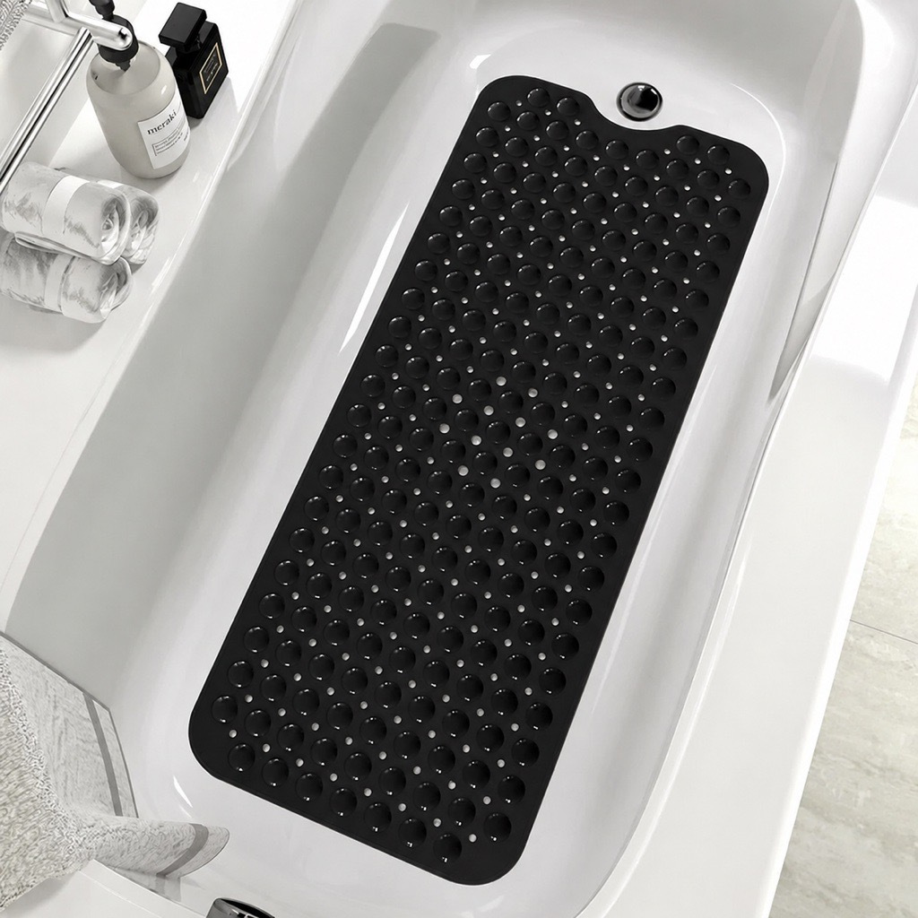 Solid Color Non-Slip Bath Mat with Drainage Holes