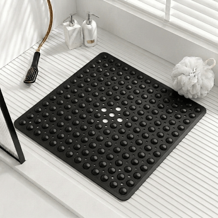 Solid Color Non-Slip Bath Mat with Drainage Holes