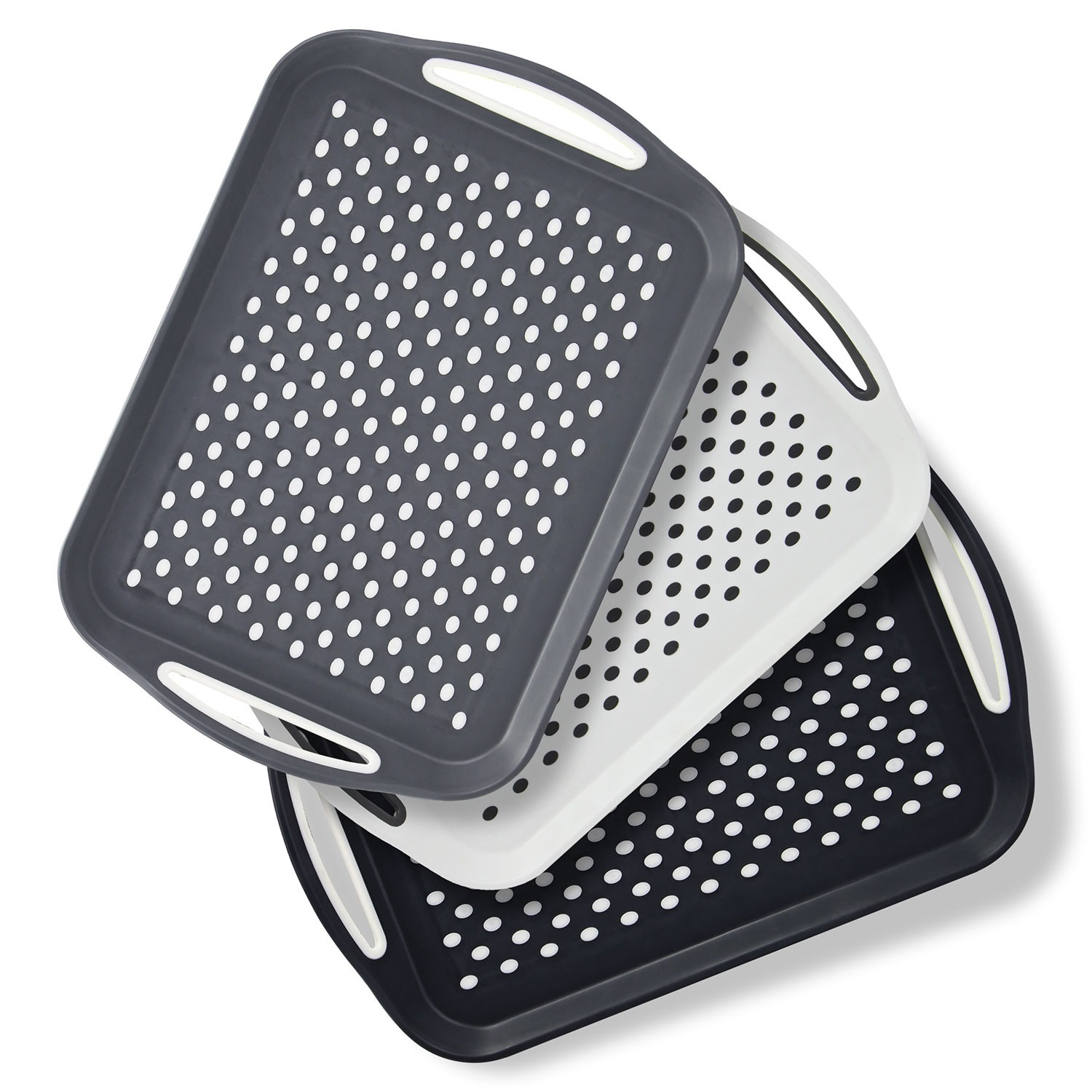 TEMU 3-pack Serving Tray Set – Non-slip Lap Boards With Grip Handles, Ideal For Food Prep, Tea, Breakfast In Bed – Plastic Tray Dining – Dishwasher