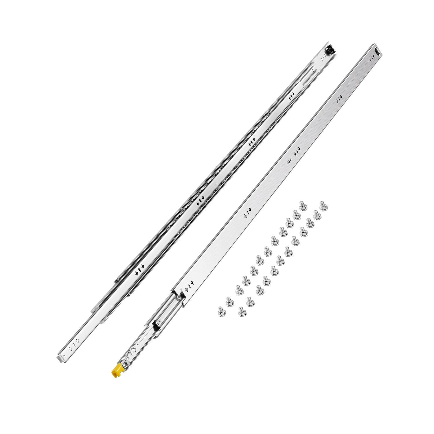 Image of Vevor Set Of 2 Drawer Rails, Sizes Ranging From 16 To 60 Inches, 250 Lbs Weight Limit, Locking Mechanism Included, Ball Bearing Side Mount Slide Rail