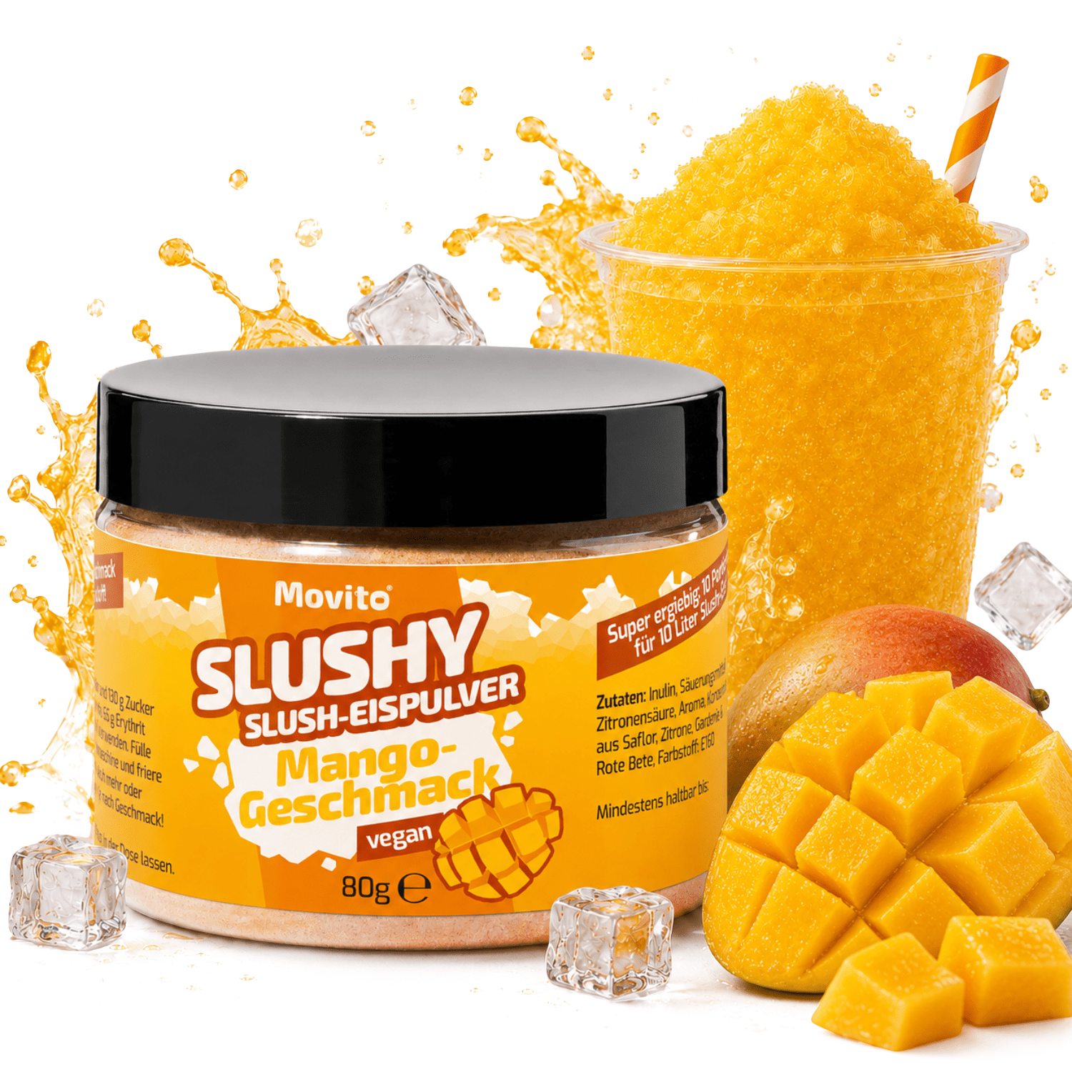 Image of Slush Ice Syrup Mango For 10 Liters Slush | Powder Concentrate For Slush Machine & Slushy Maker | Azo Free | Without Sugar & Sweetener