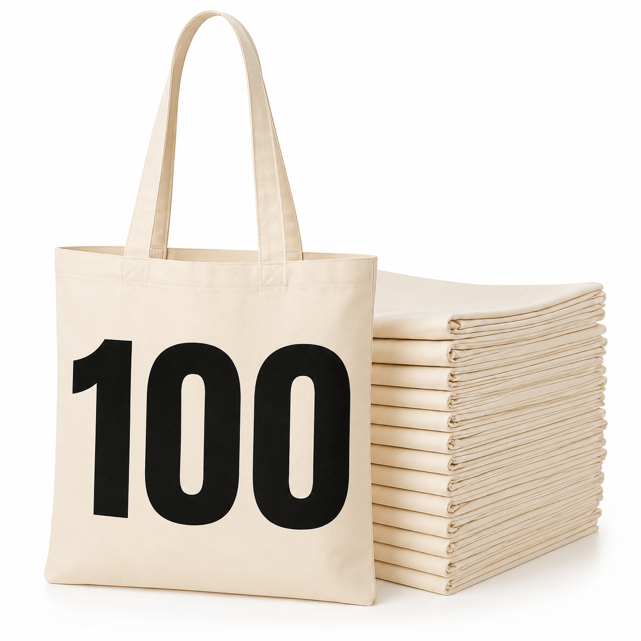 100 Pack Cotton Tote Bags Bulk – Plain Natural Shopping Bags, 100% Cotton, 38x42cm, Thick 145 Gsm, Reusable Grocery Bags With Long Handles For Shopping