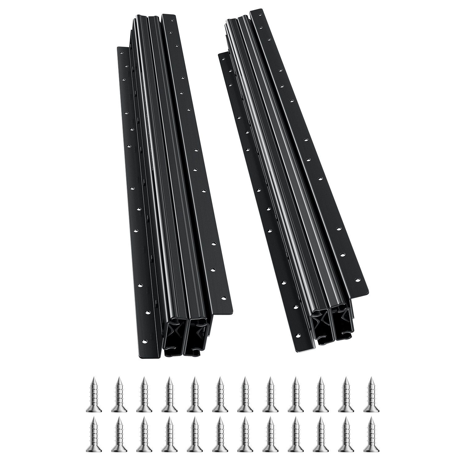 Image of Vevor Undermount Drawer Slides, 24 Inch, Full Extension Ball Bearing Under Stair Cabinet Rails, 260 Lb Load Capacity Heavy Duty Bottom Stair Cabinet Glides Track Runners, For Diy Replacement, Black