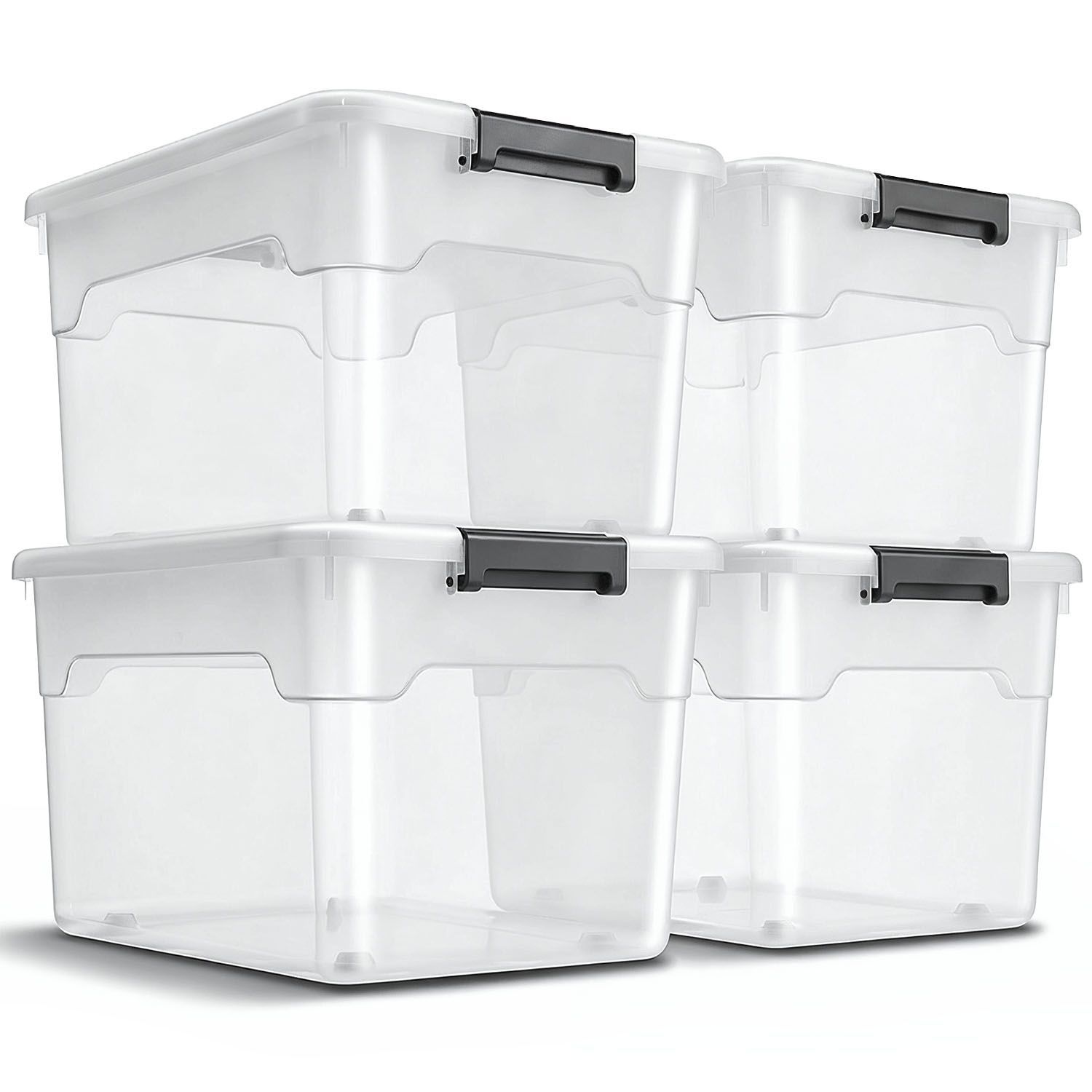 TEMU Aufbewahrungsbox mit Deckel - Kunststoff Boxen - Box groß, stapelbar, transparent - Aufbewahrung Ordnungssystem Aufbewahrungsboxen