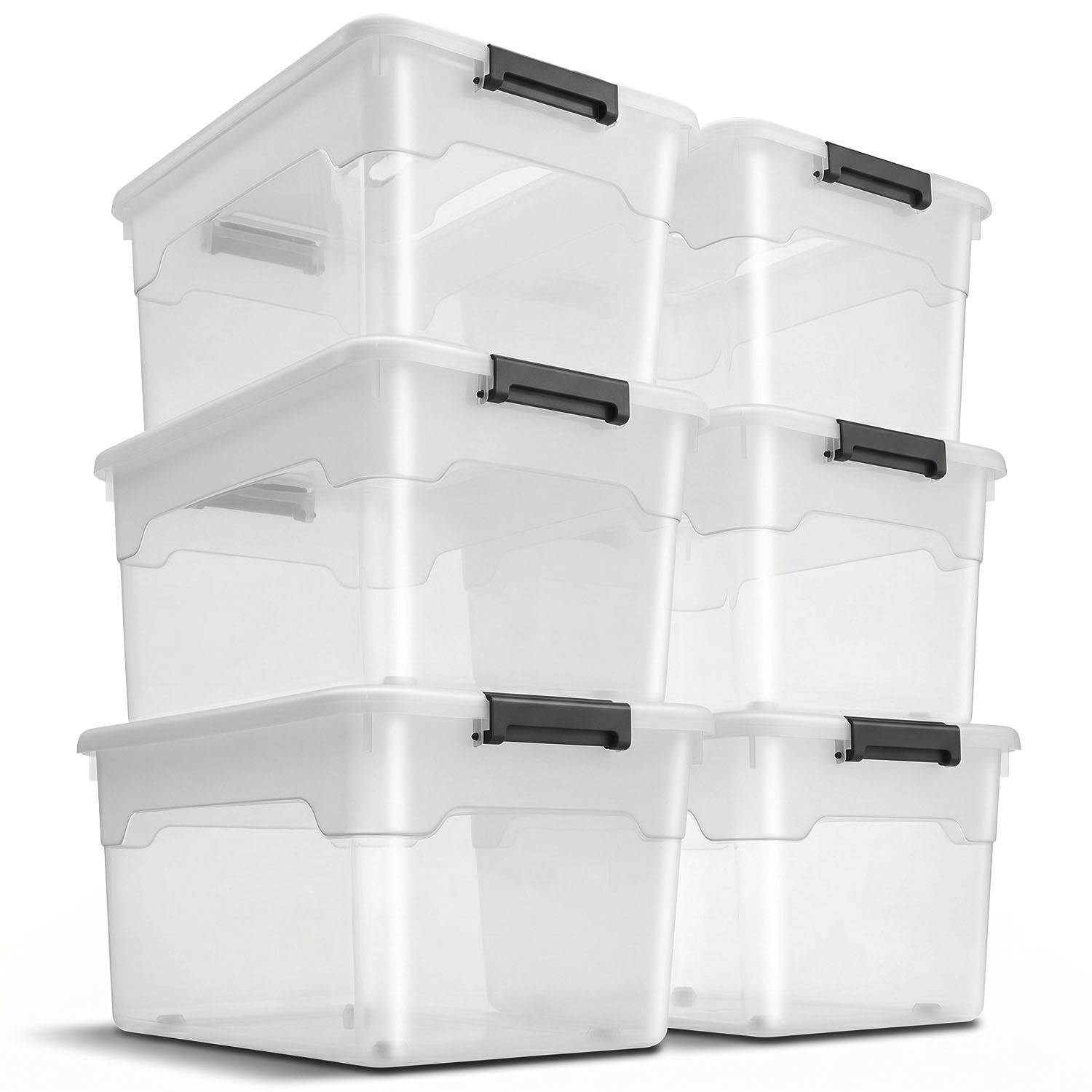 Storage Box With Lid - Plastic Boxes - Large Box, Stackable, Transparent - Storage Organization Boxes