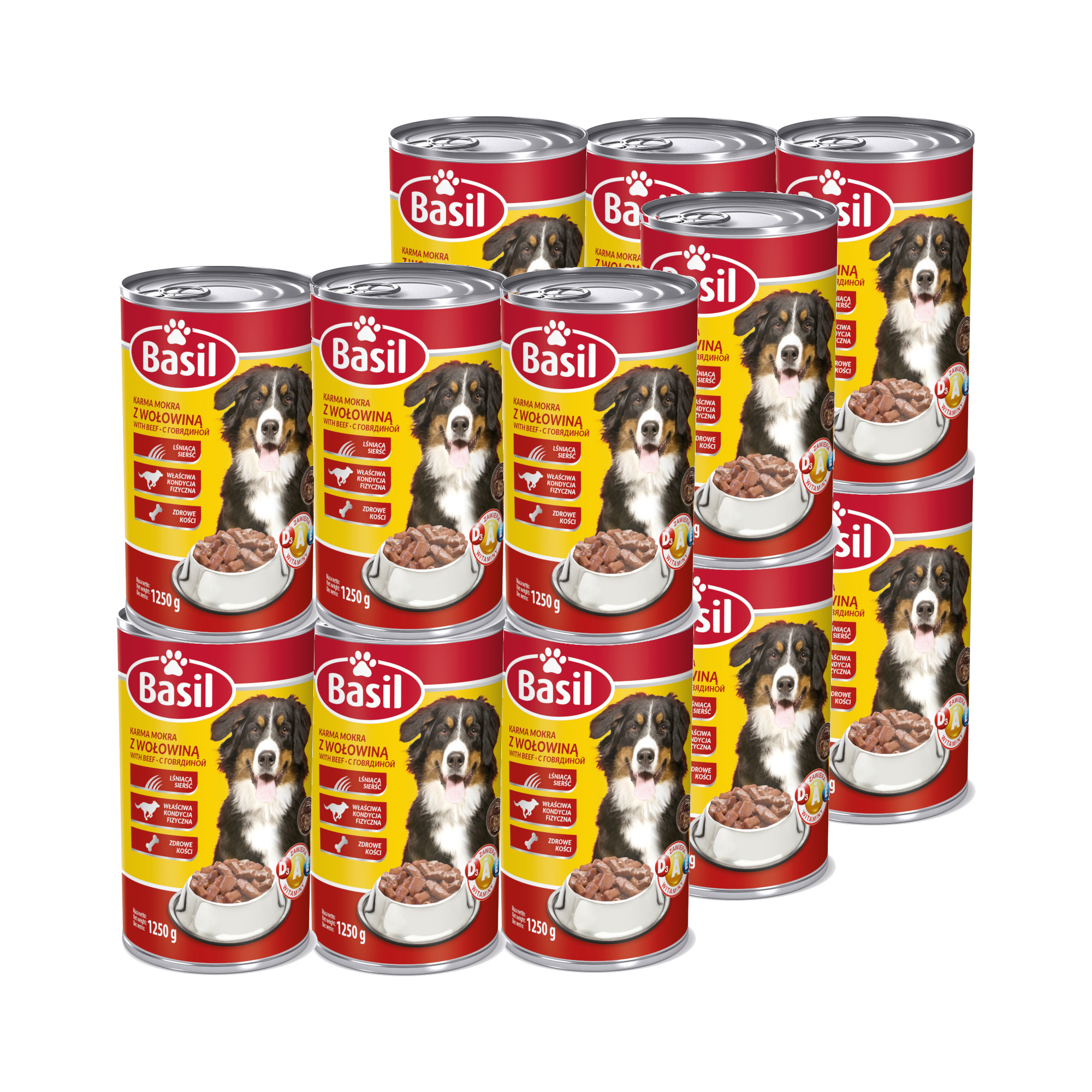 12x Karma Wet Food For Dogs Basil With Beef Can 1250 G