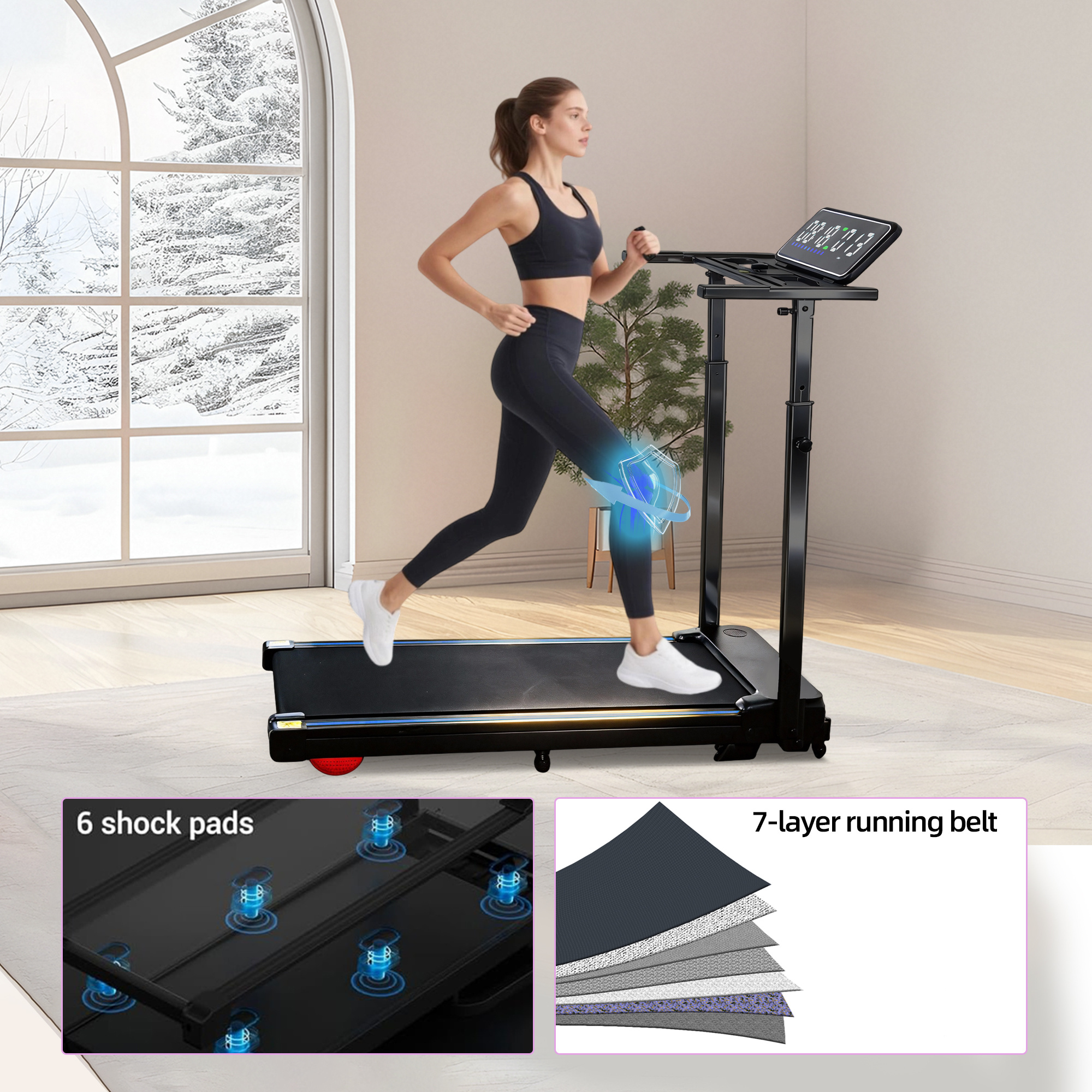Portable Treadmill with Handle, 6.5% Manual Incline