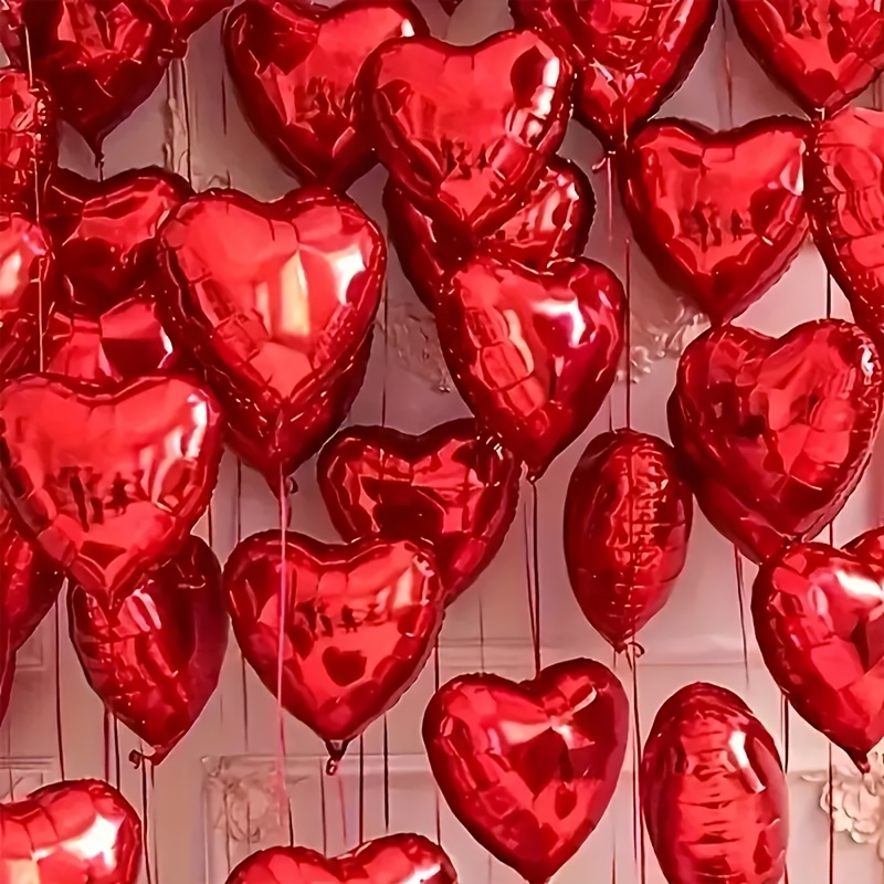 TEMU 16/36-piece Party Balloon Set, 10-inch Peach Heart Aluminum Film Balloon, Valentine's Day Birthday Chick Heart Inflatable Props, Love Balloons,
