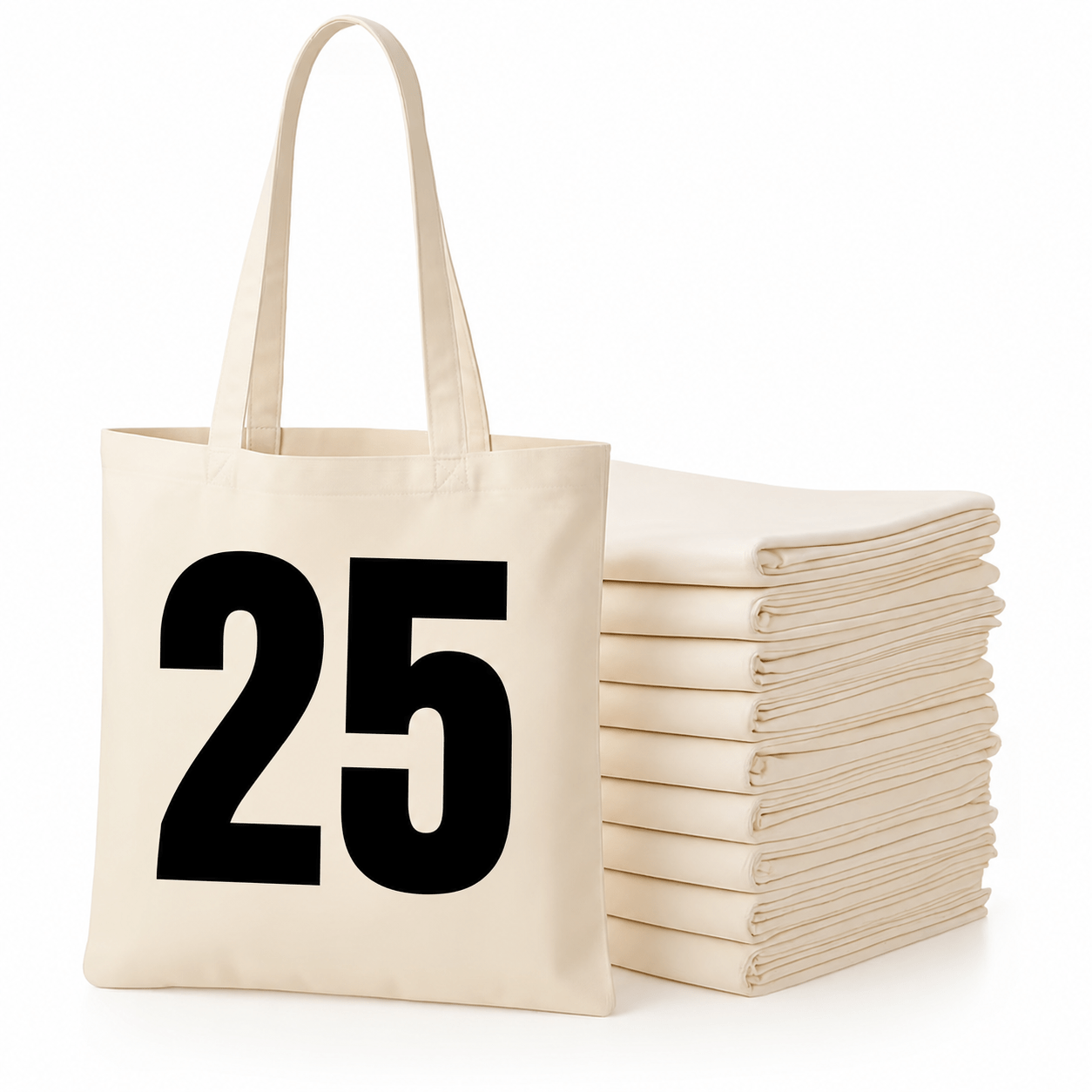 Image of 25 Pack Cotton Tote Bags Bulk – Plain Natural Shopping Bags, 100% Cotton, 38x42cm, Thick 145 Gsm, Reusable Grocery Bags With Long Handles For Shopping
