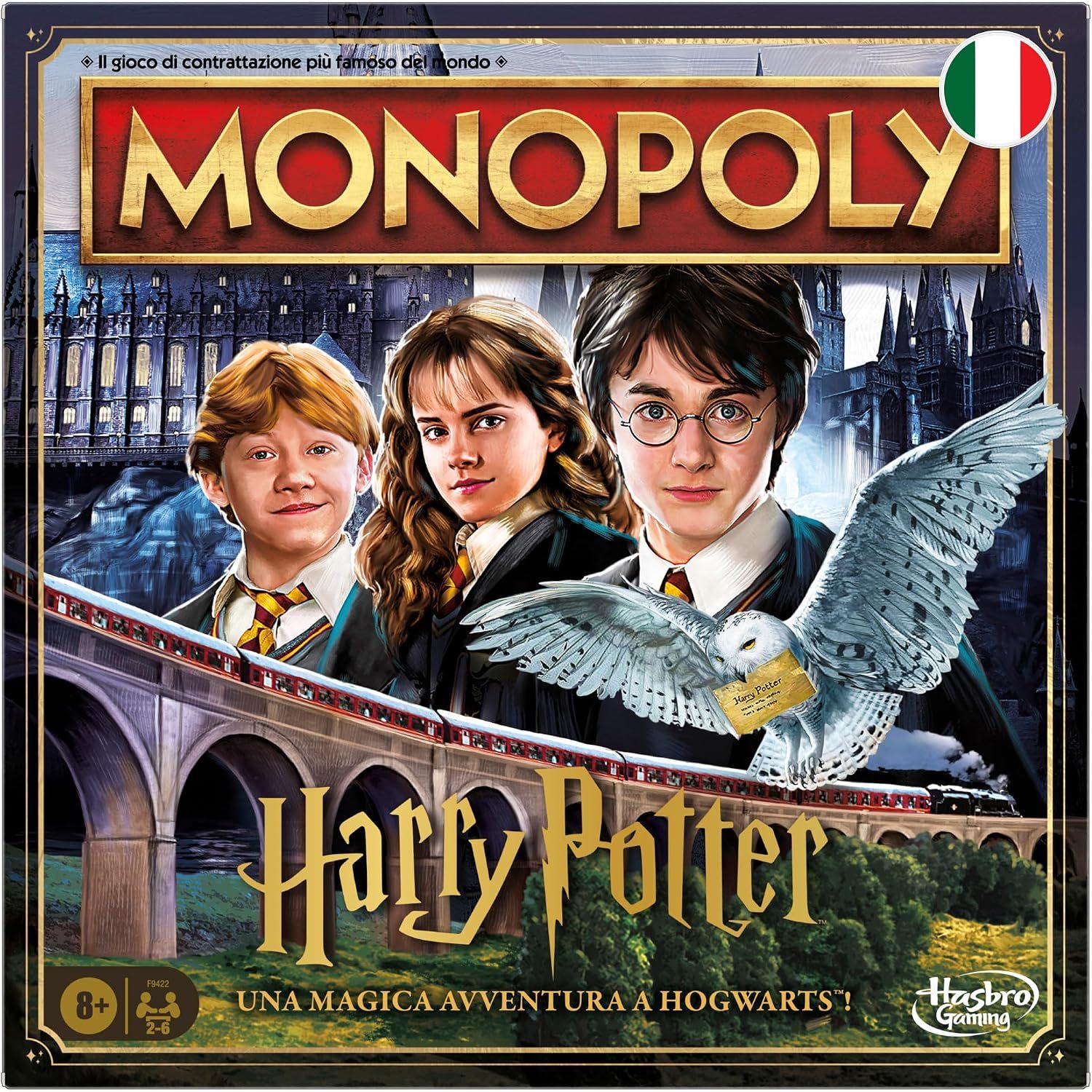 TEMU MONOPOLY HARRY POTTER GIOCO DA TAVOLO IN PER 2-6 GIOCATORI CON 6 PEDINE DORATE E TABELLONE HOGWARTS