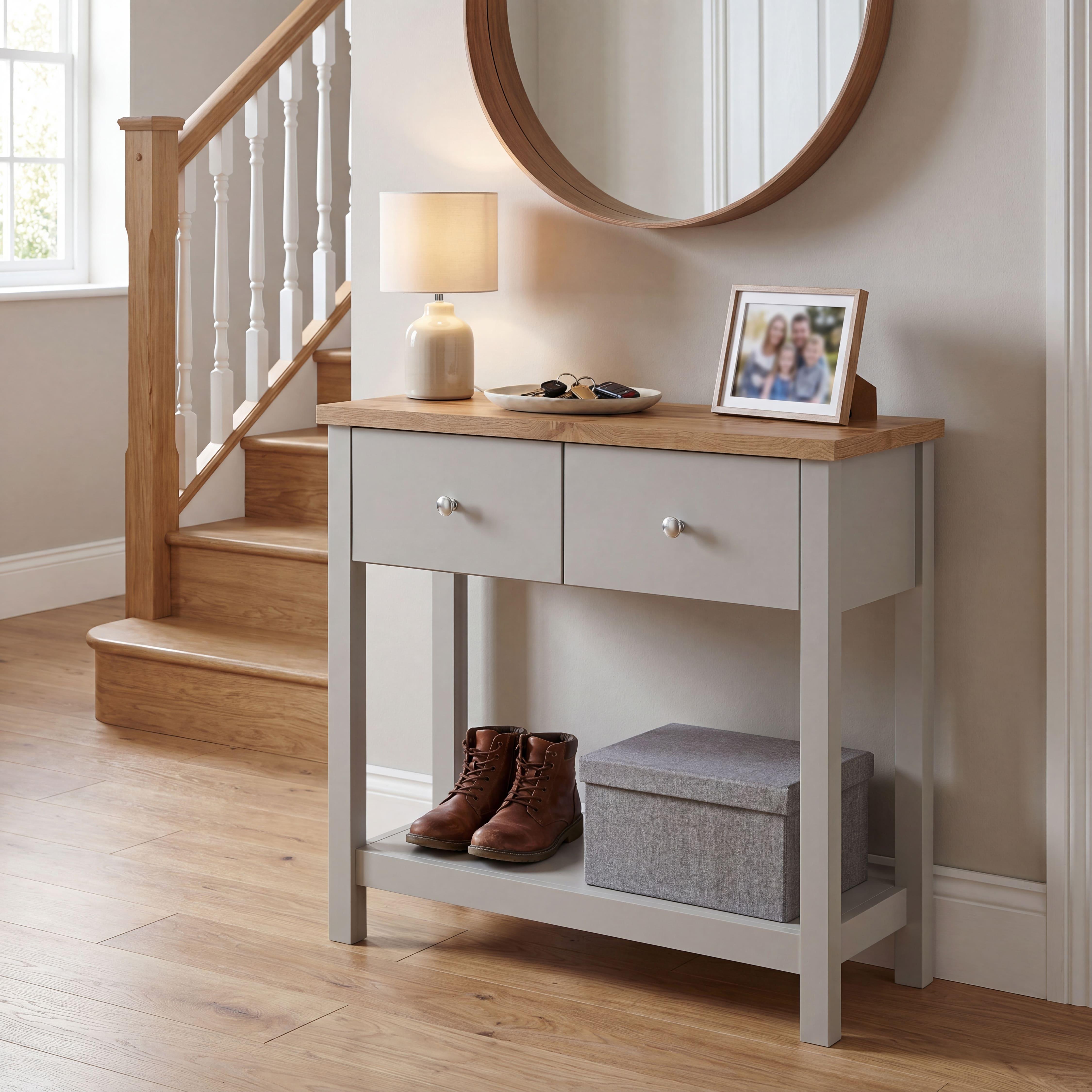 TEMU 2 Drawer Console Table, Modern Console Table With 2 Drawers And Underneath Shelf Table Top Storage Organizer Hallway Entryway Living Room