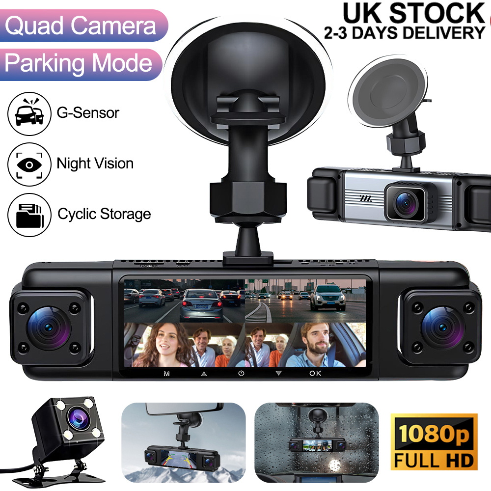 item picture 360 4 channel dash cam 1080p dual dash cam front rear with     parking mode   loop recording emergency lockout cycic storage   driving protection ideal gift for car owners him   parents