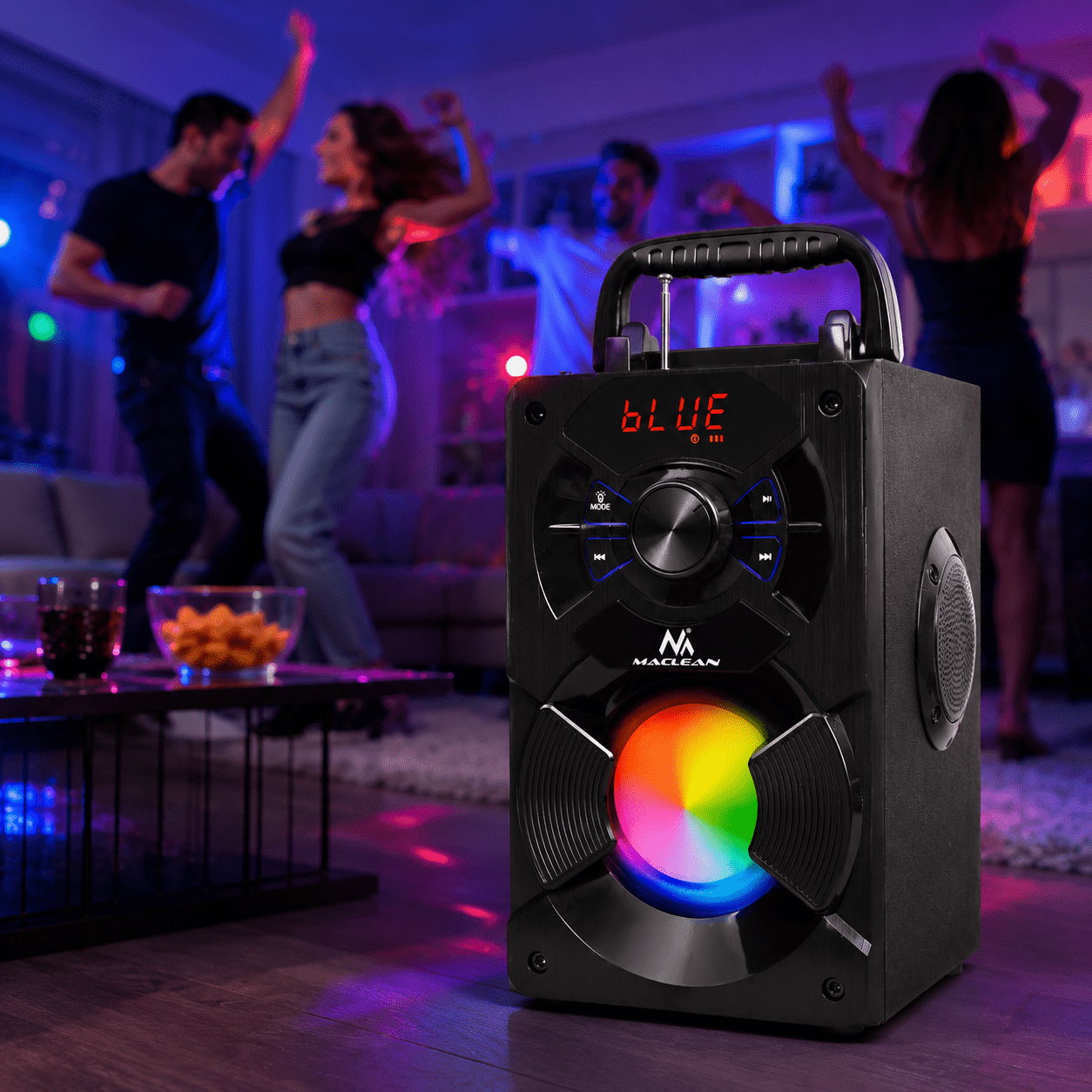 Image of Portable 2.1 Bluetooth 5.0 Speaker With Sd/mmc Radio, Aux-in, Usb, Lighting, Remote Control, Telescopic Antenna, Microphone Jack By Maclean