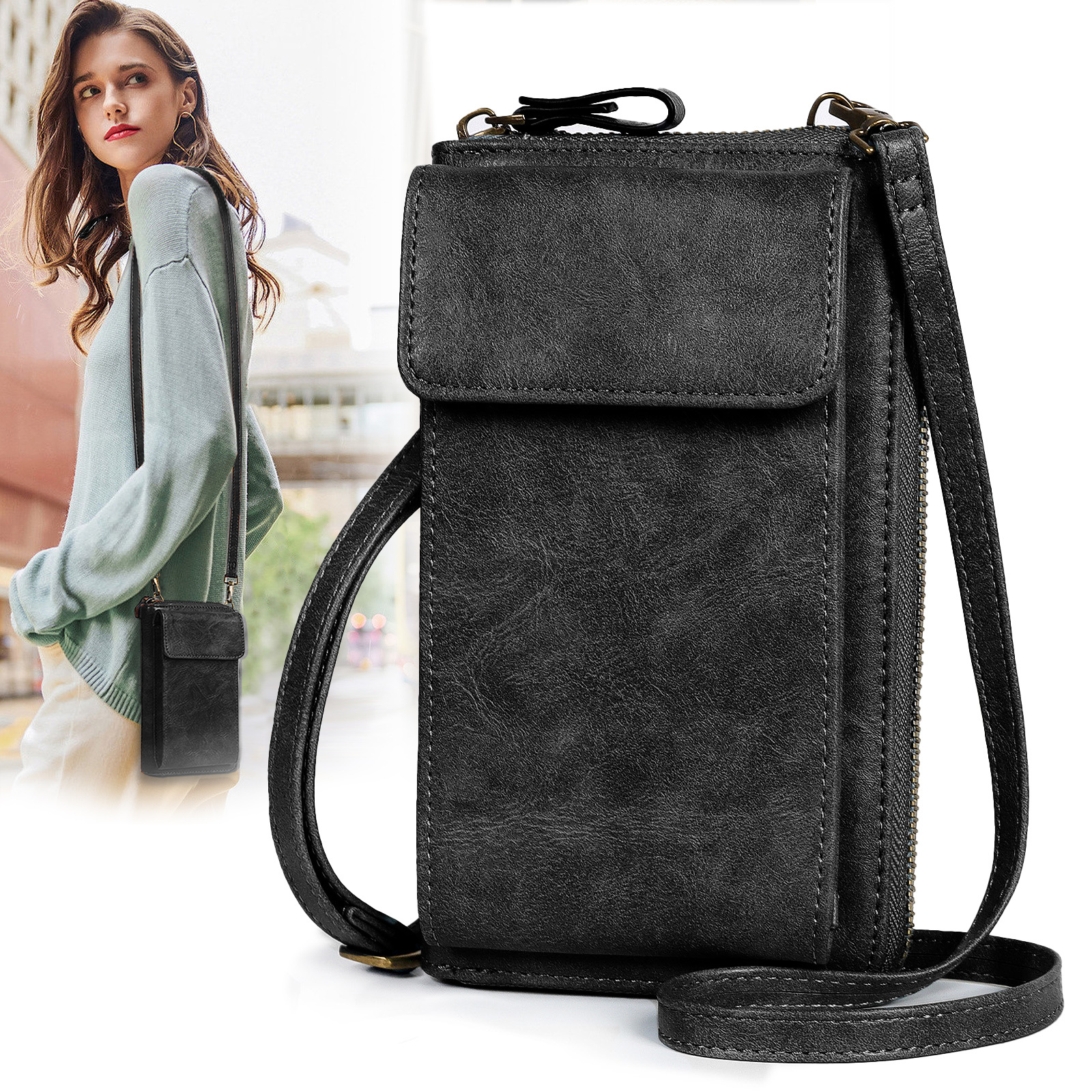 Image of Mofut Women's Crossbody Phone Bag, Mini Shoulder Bag With 6 Card Slots, Adjustable Shoulder Strap, Ideal For Everyday And Leisure