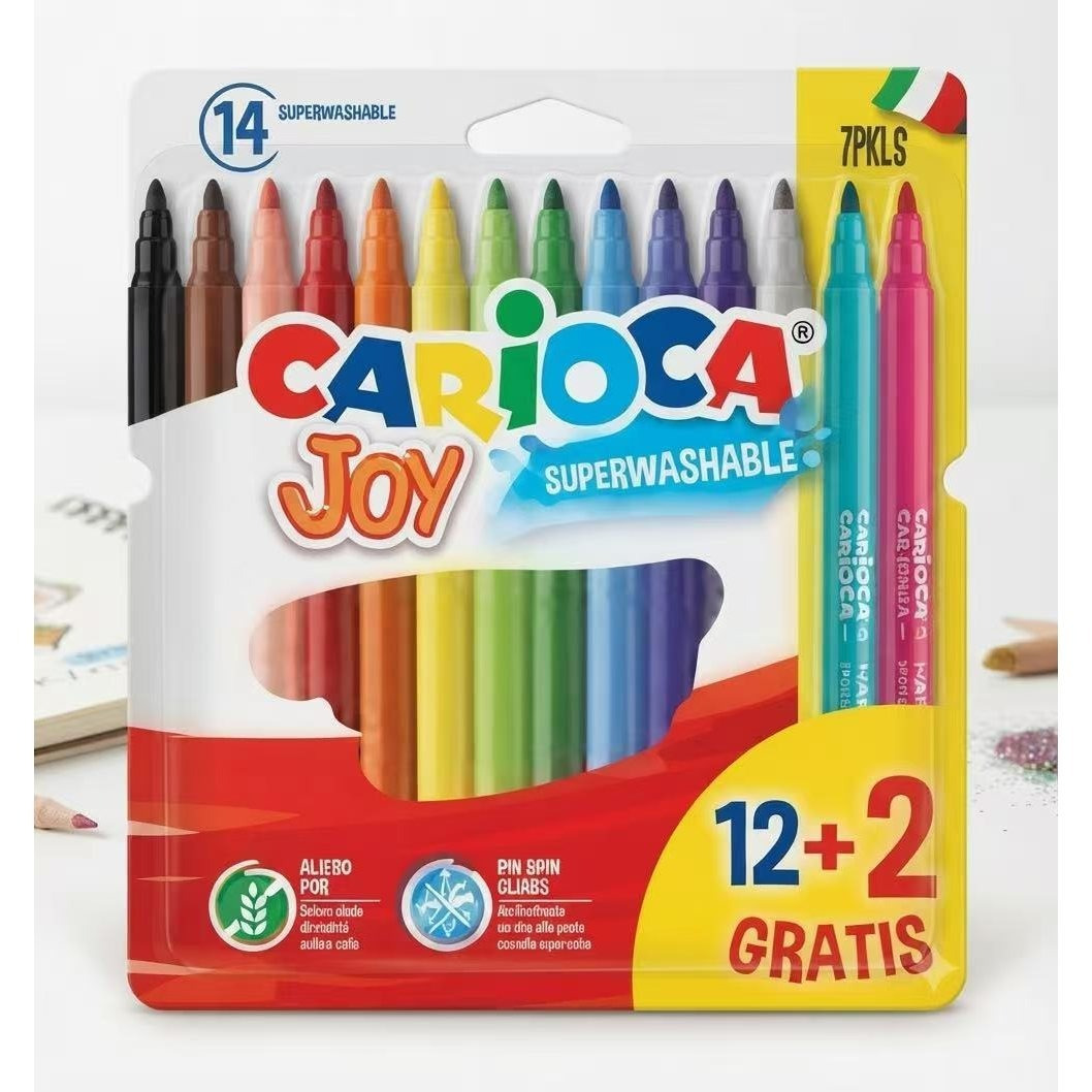 TEMU 14 pcs Carioca Rotuladores Joy Punta | Blister de 14 rotuladores superlavables y con gran cobertura | Colores surtidos | Punta Ø 2,8 mm |