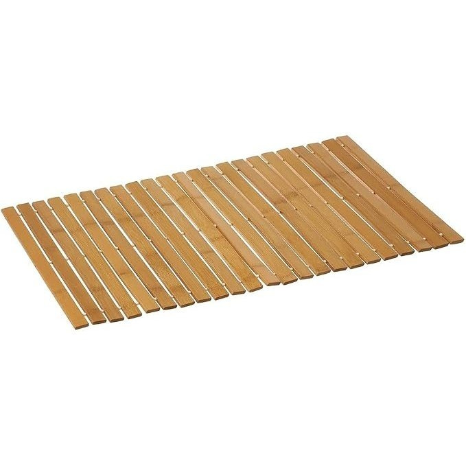 TEMU Alfombrilla de Baño de Bambú Natural Plecable (60 x 40 cm) - Antideslizante para Ducha y Lavabo
