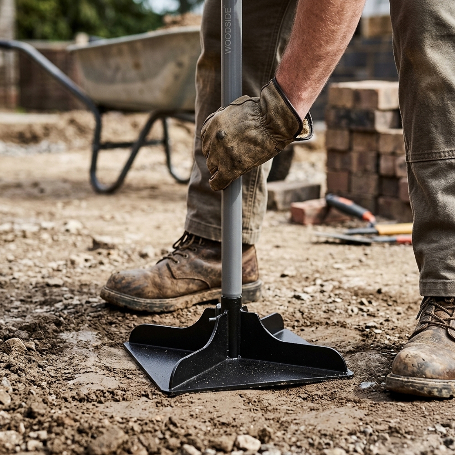 TEMU Heavy Duty Steel Ground Tamper 25.5cm X 25.5cm Reinforced Square Head Soil Compactor Tool For Garden Landscaping, Gravel, Patio & Ground
