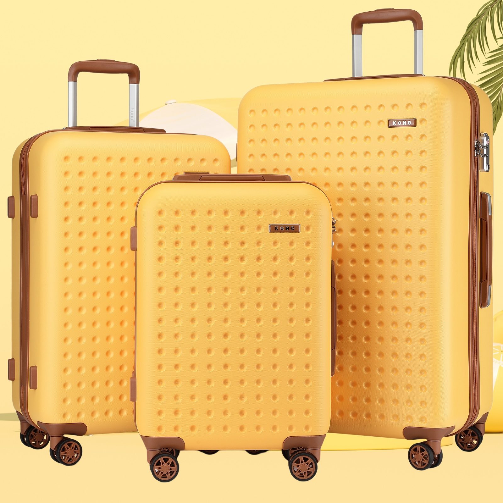 Image of 3pcs Of 20/24/28inch Suitcase Set Luggage Blue Stylish Abs+pc Polka Dot Hard Shell With Back To School Holiday Gift
